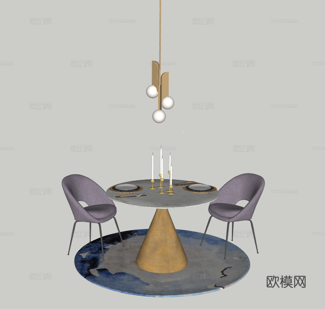 轻奢休闲桌椅su模型