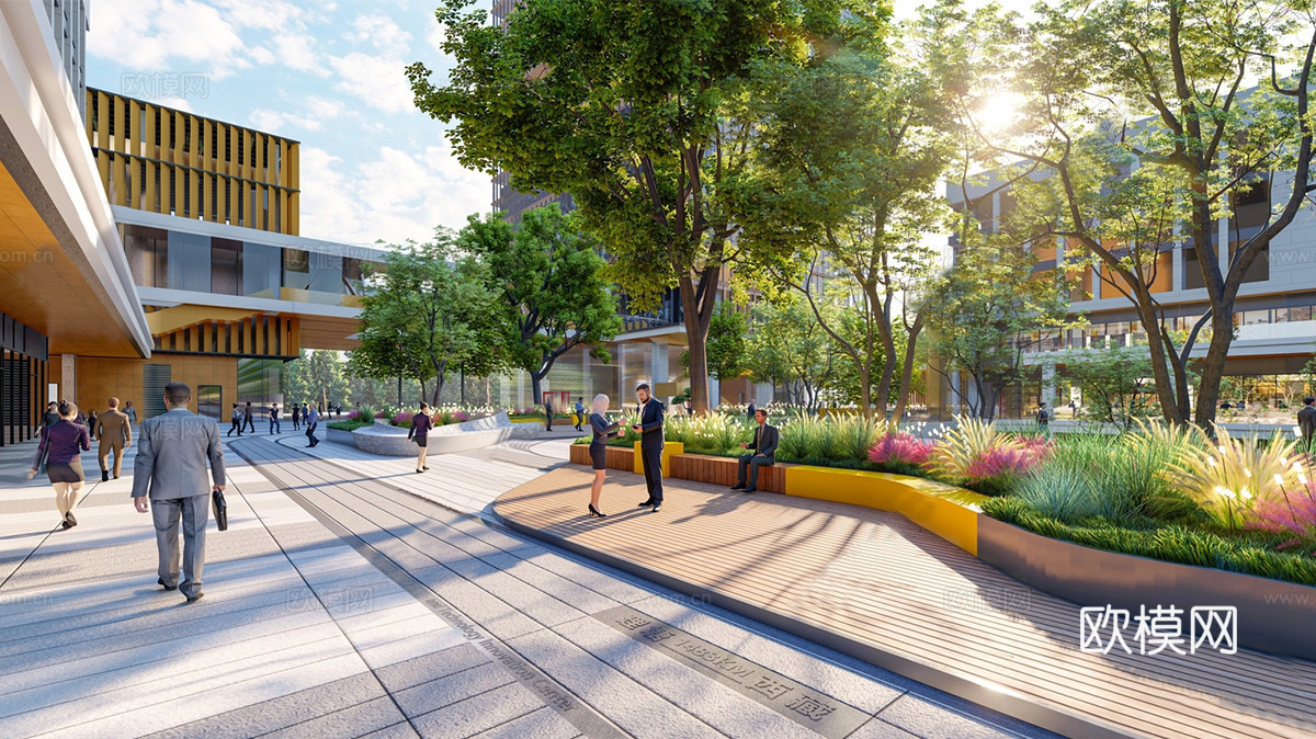 现代办公景观 户外休闲座椅su模型