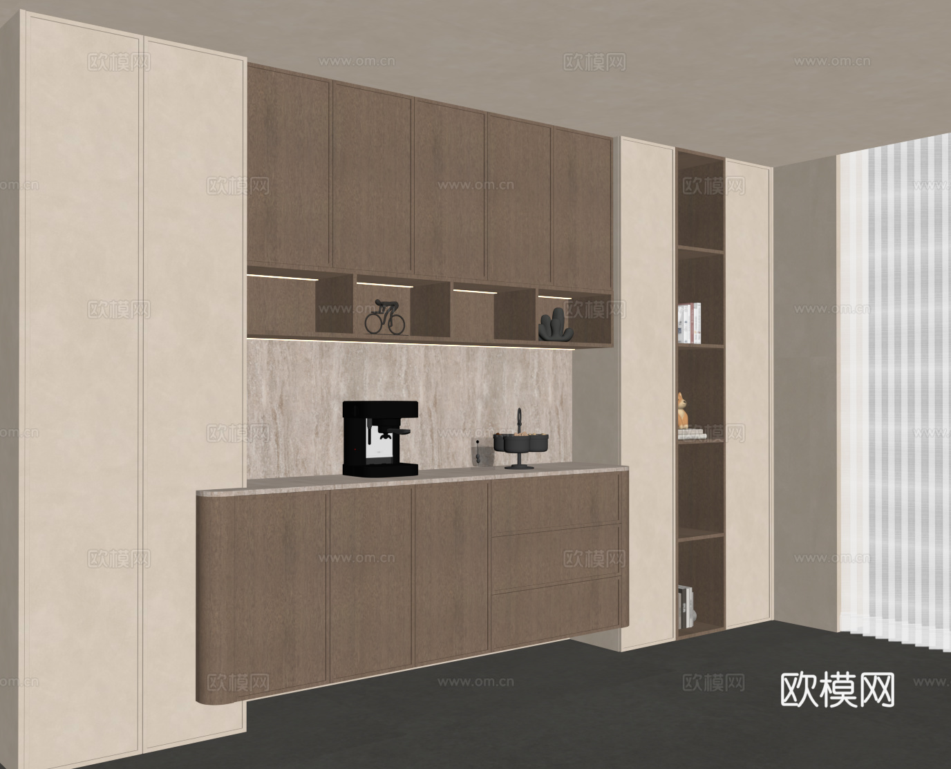 中古风酒柜 侘寂风酒柜 餐边柜su模型