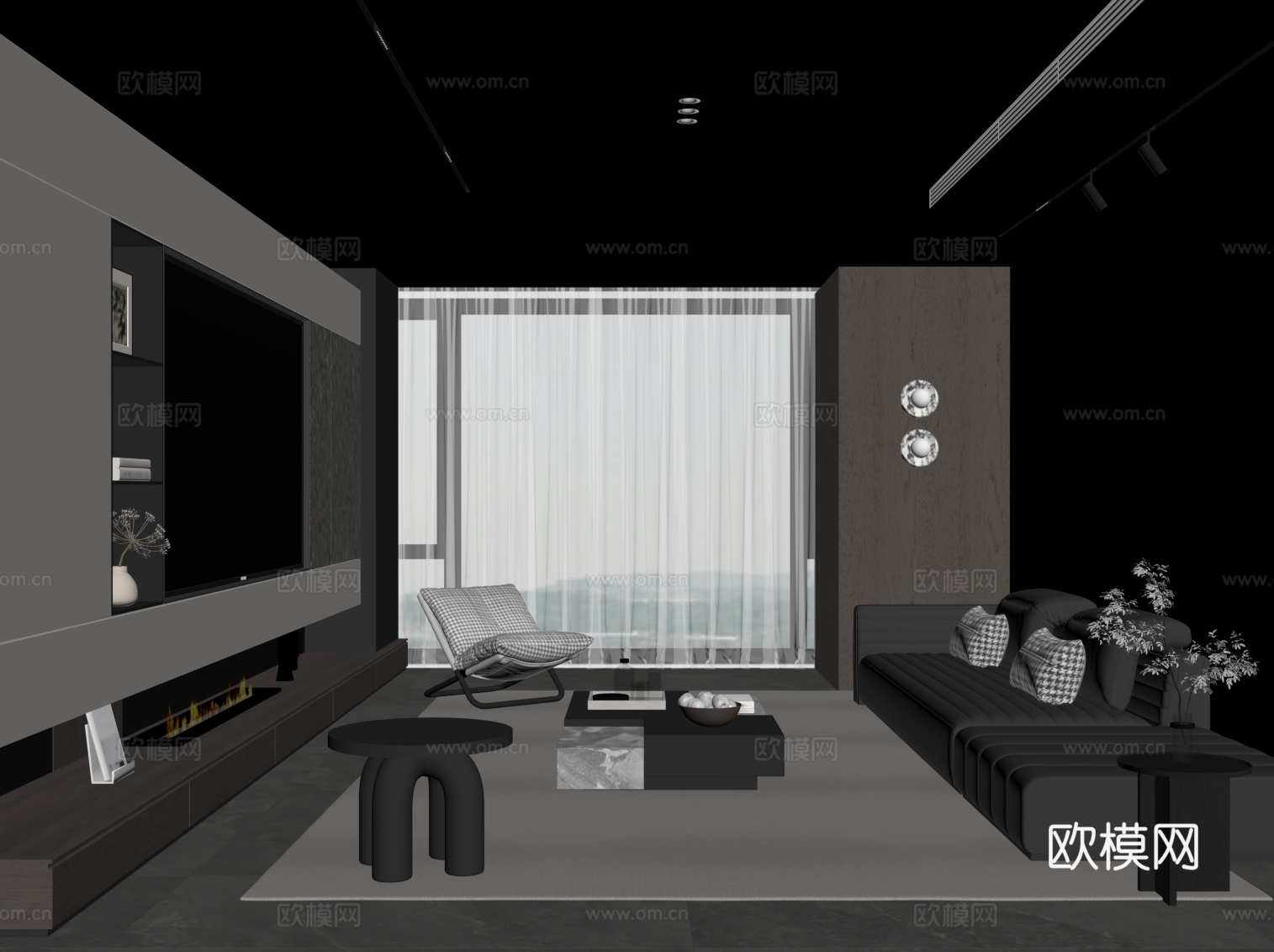 意式客厅su模型