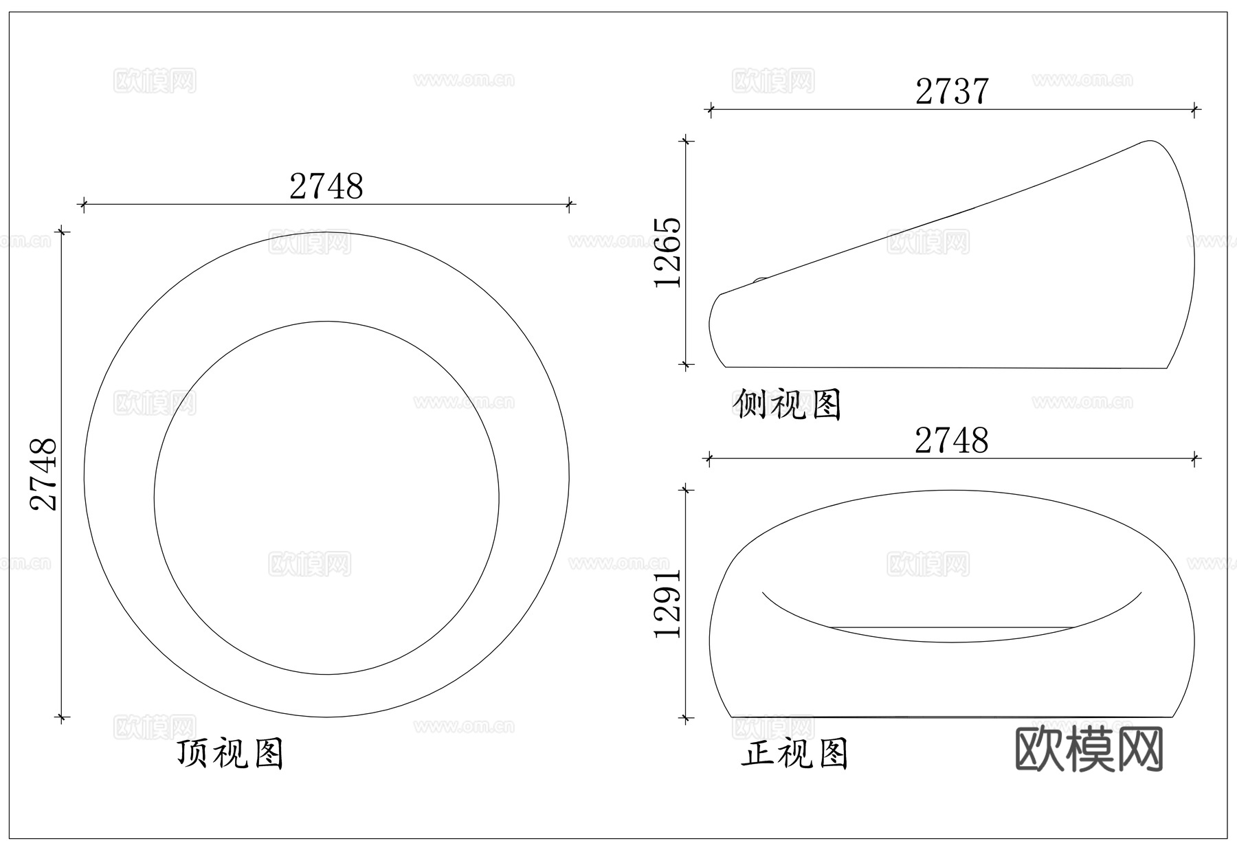 圆沙发床 圆形多功能床 圆型折叠床 环形沙发床 圆榻沙发床cad施工图
