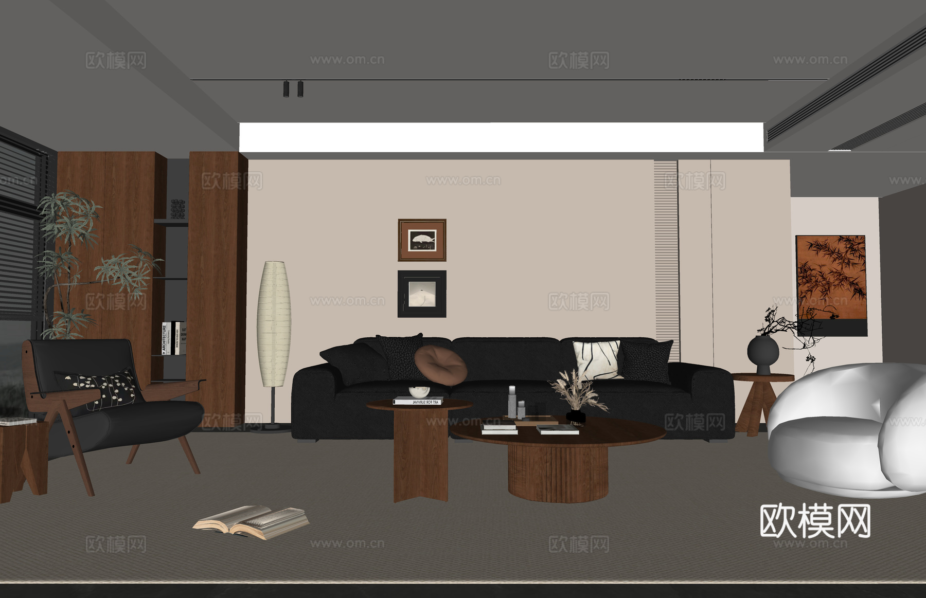 餐厅 茶室 门窗su模型