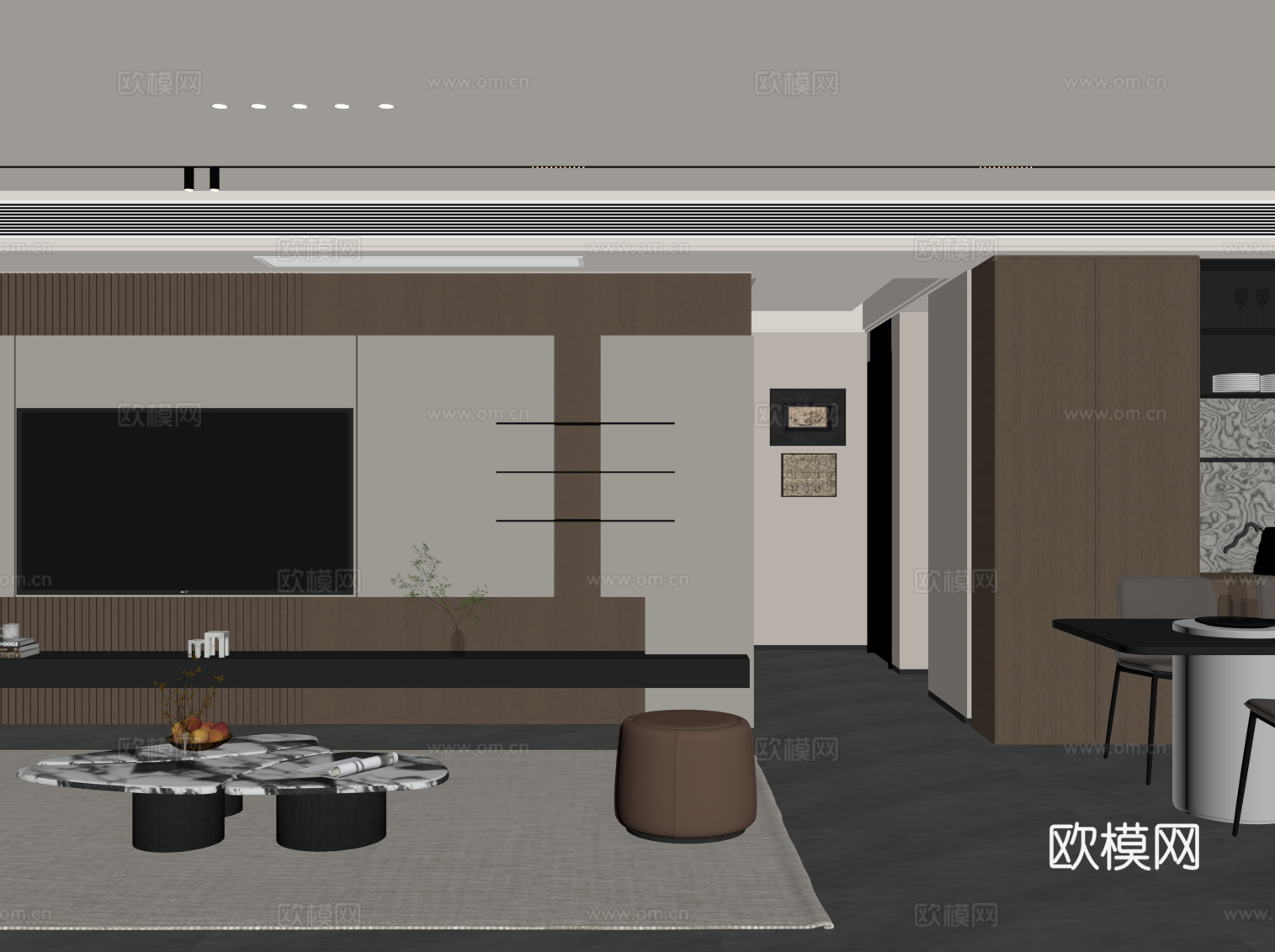 意式客餐厅su模型