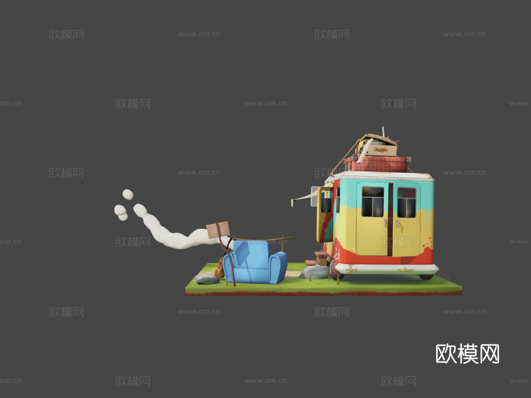 嬉皮士移动车su模型