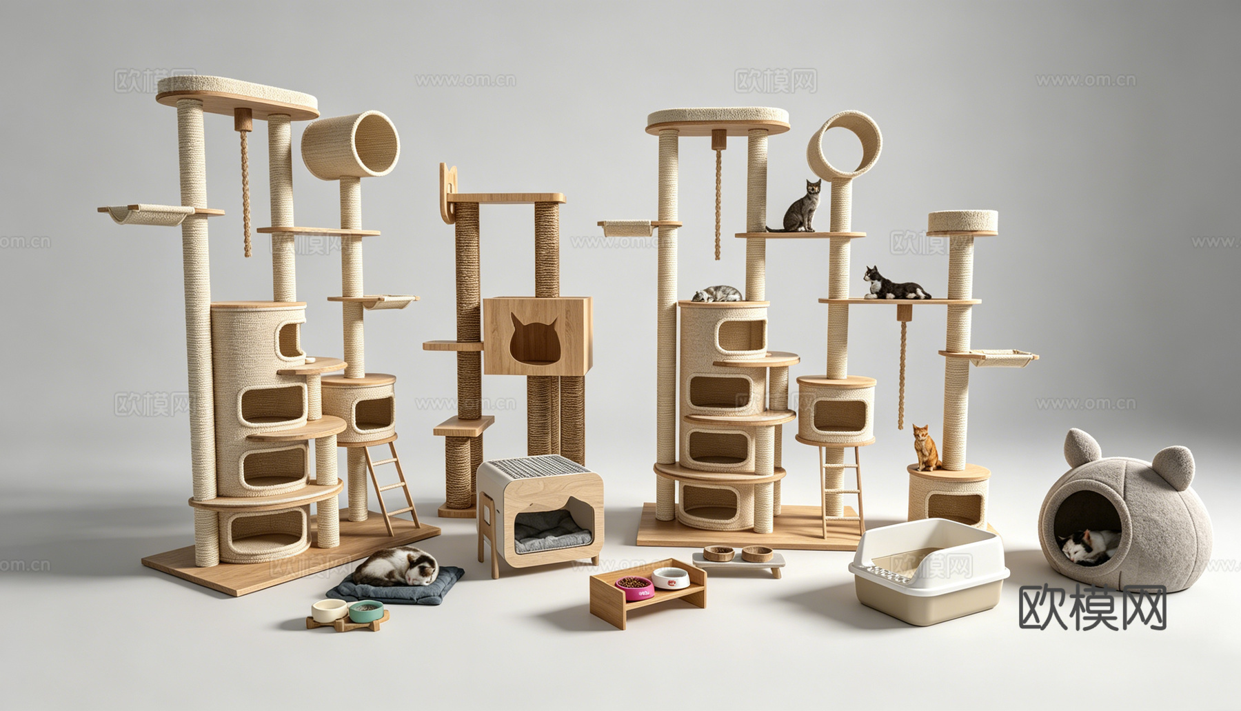 宠物房猫爬架猫窝su模型
