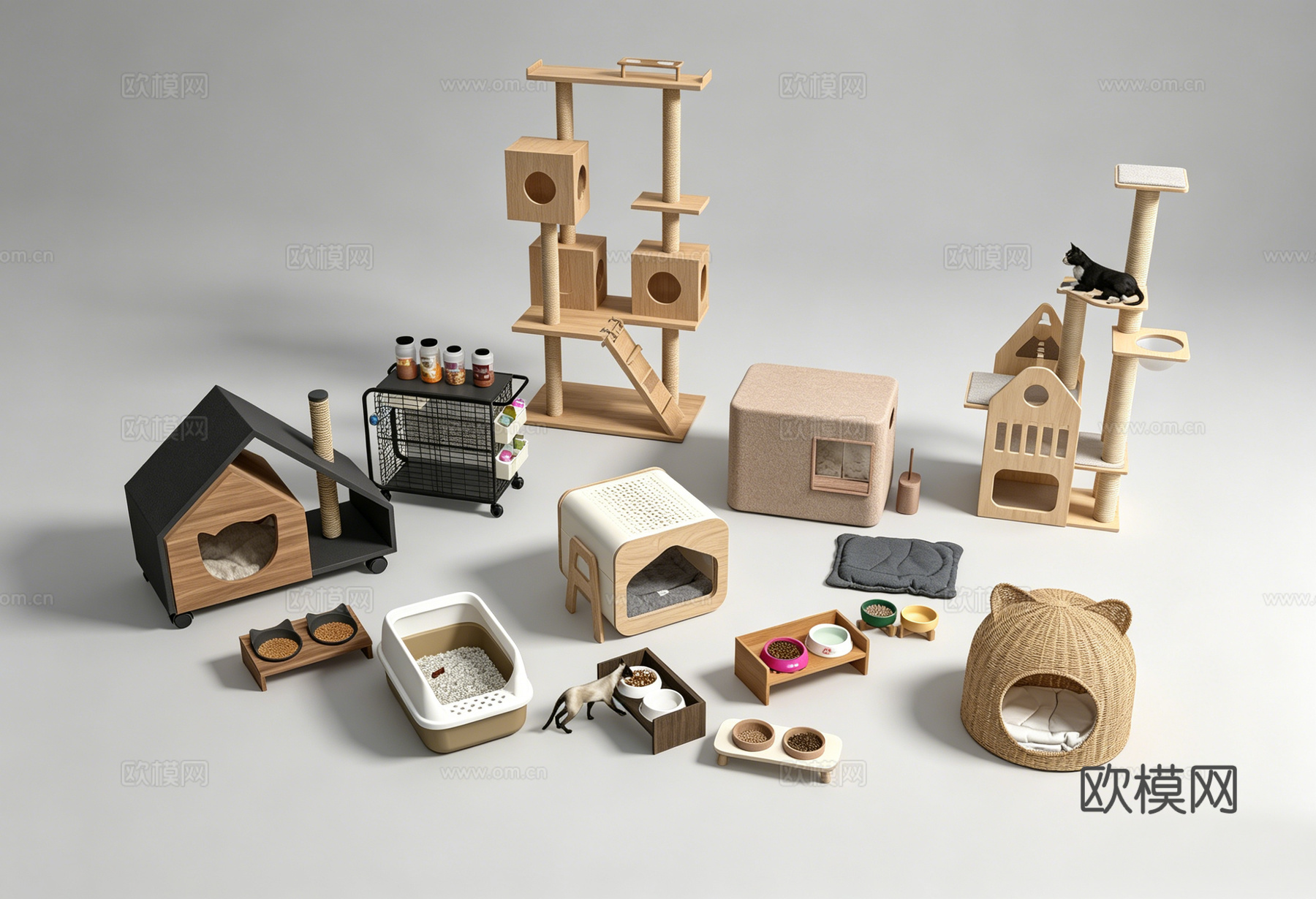 宠物房猫爬架猫窝su模型