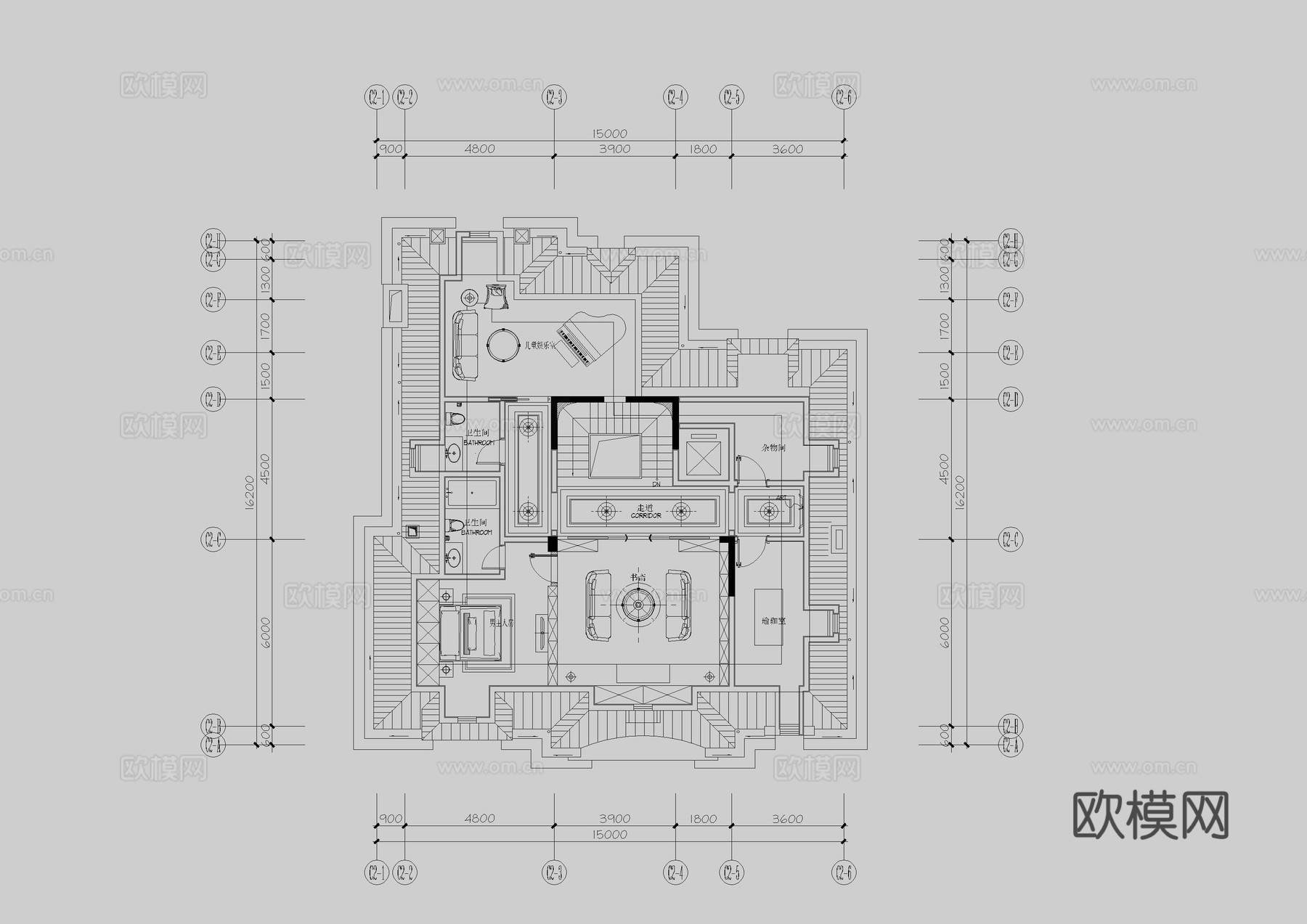 四层别墅豪宅平面图cad施工图
