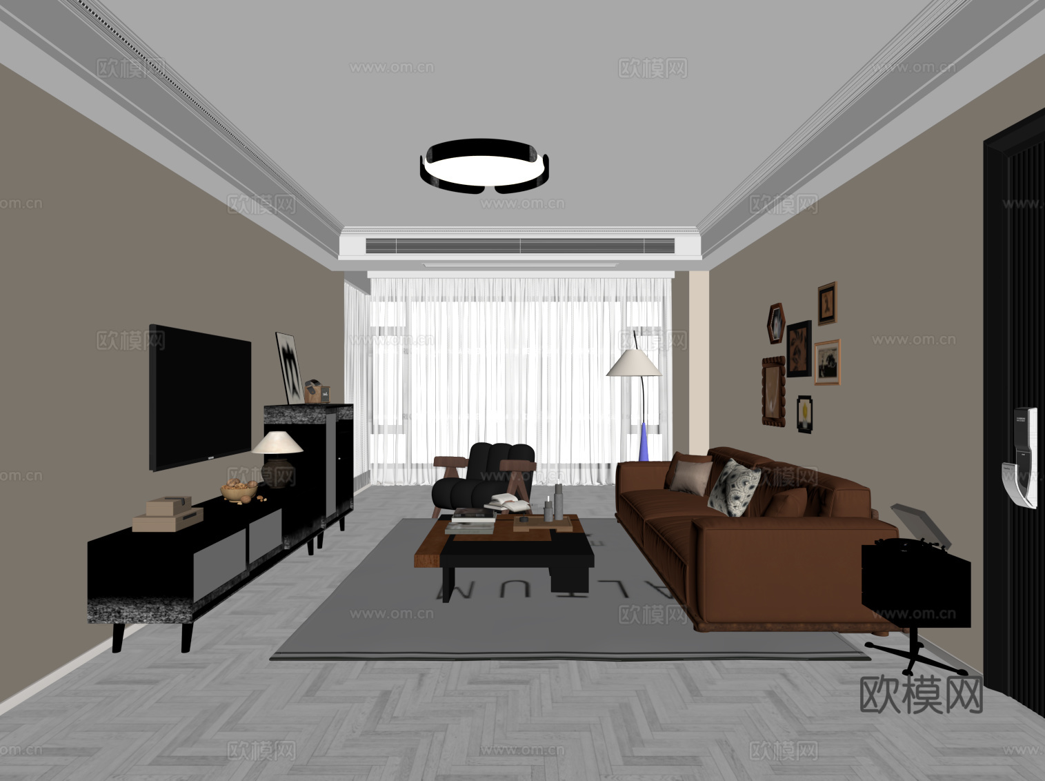 中古风客厅su模型