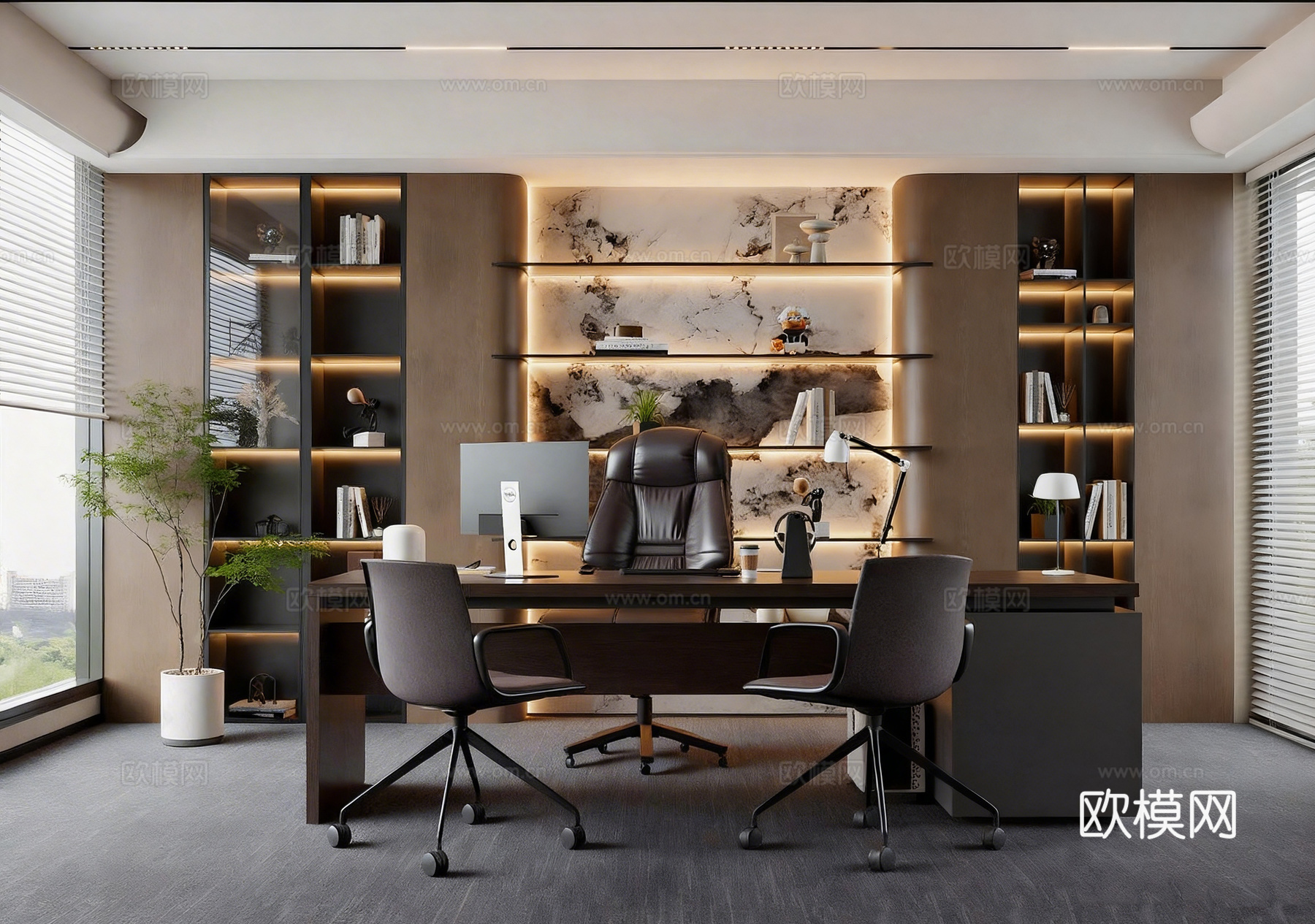 现代经理办公室 书房办公室3d模型