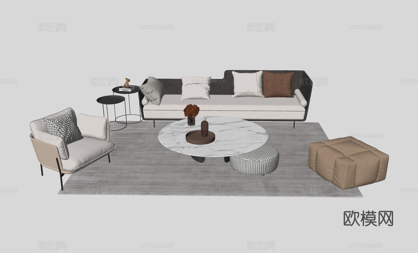 现代沙发组合su模型