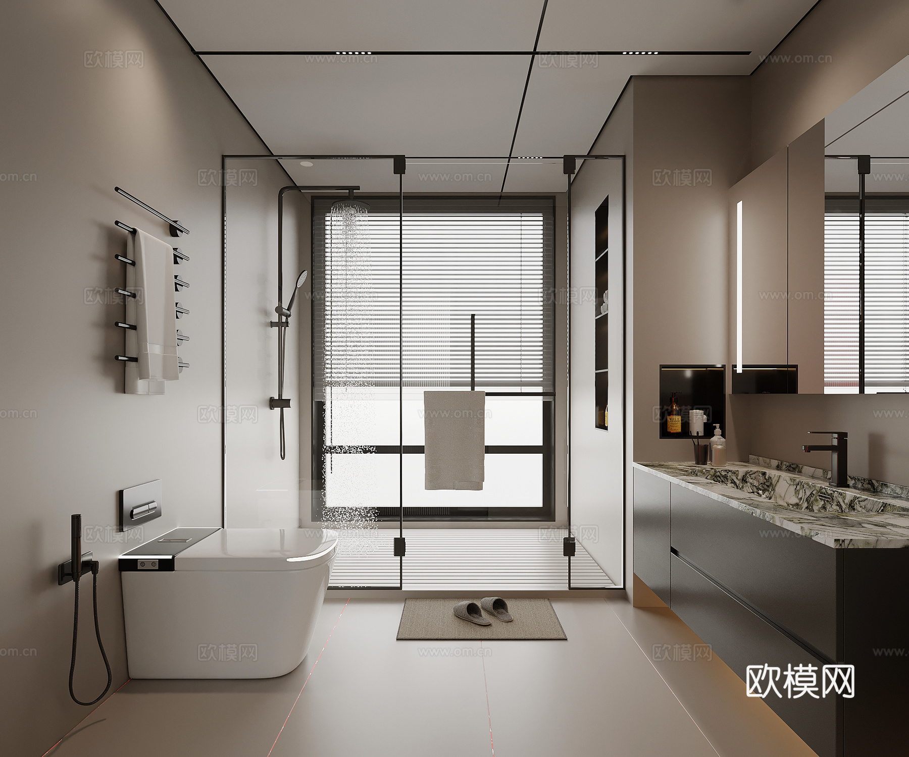 现代意式卫生间su模型