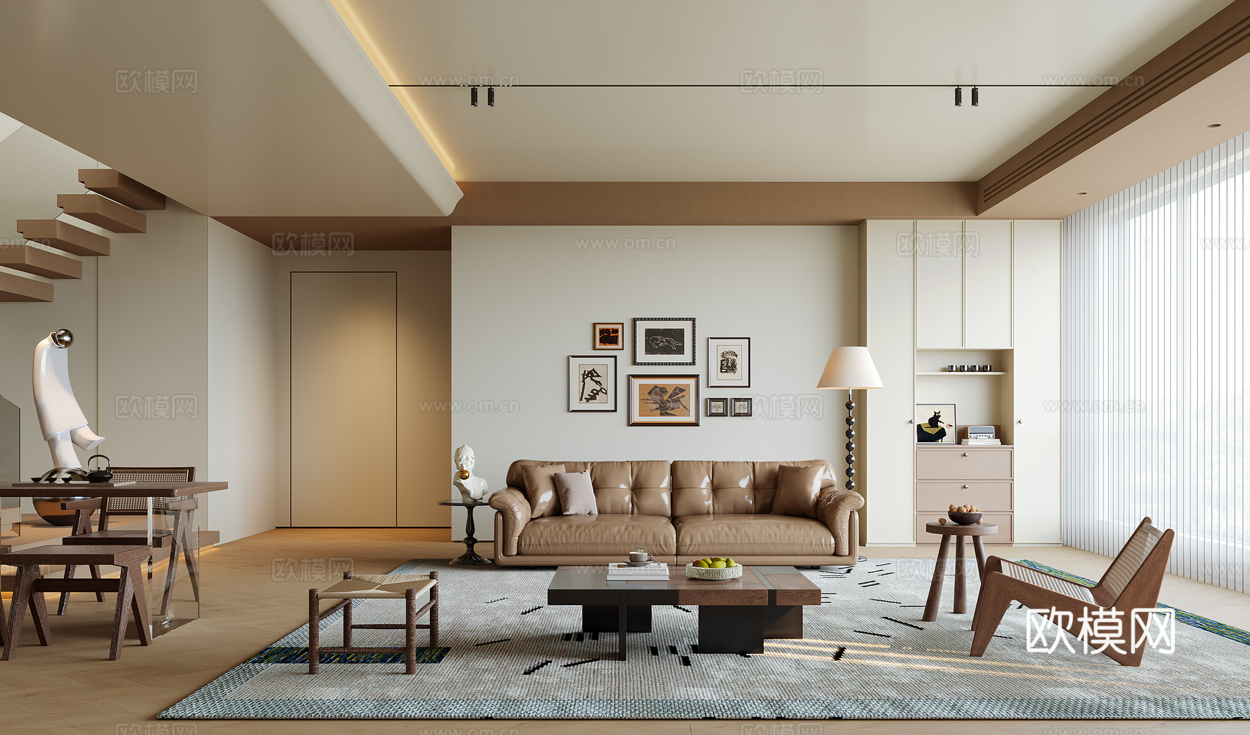 中古风客餐厅su模型