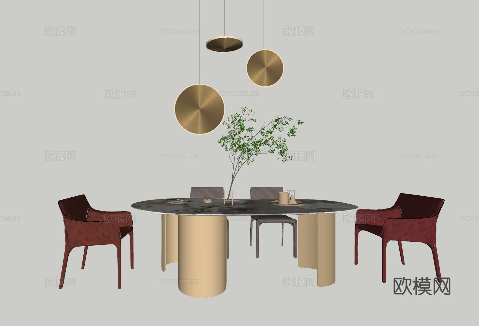 现代餐桌su模型
