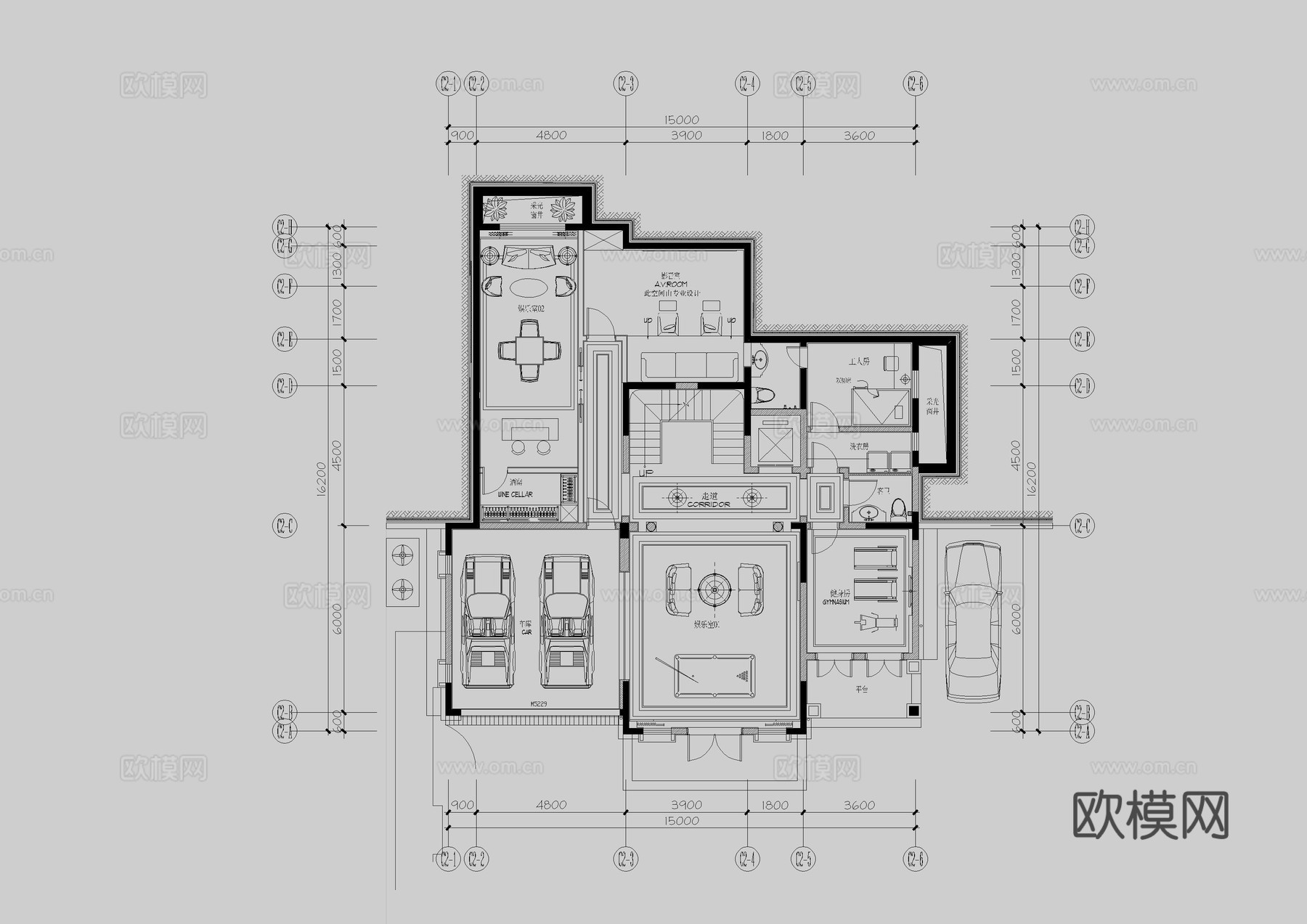 四层别墅豪宅平面图cad施工图