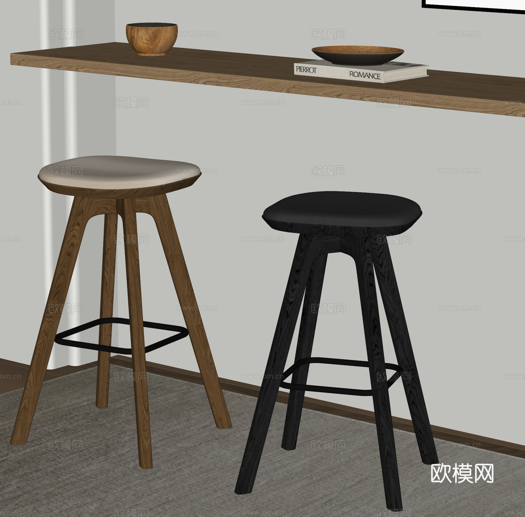 现代吧凳组合 吧椅 吧台椅su模型