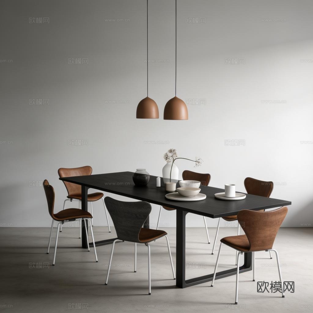 现代休闲桌椅餐桌su模型