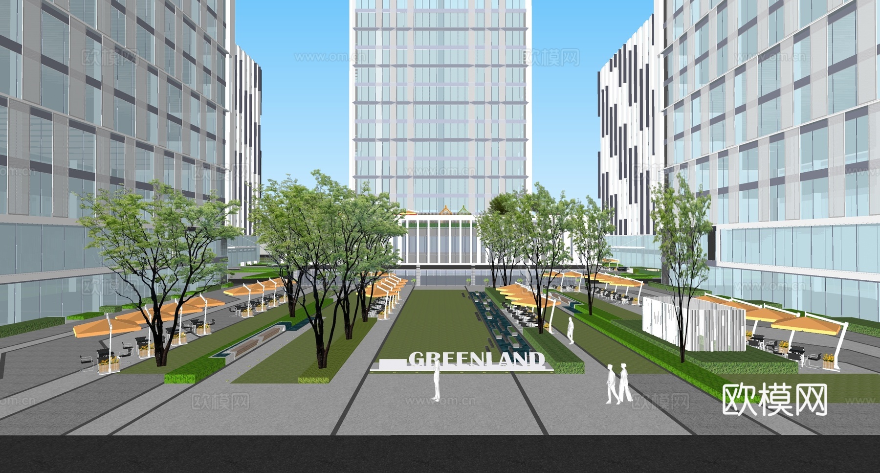 现代办公景观 商业办公景观 办公楼su模型