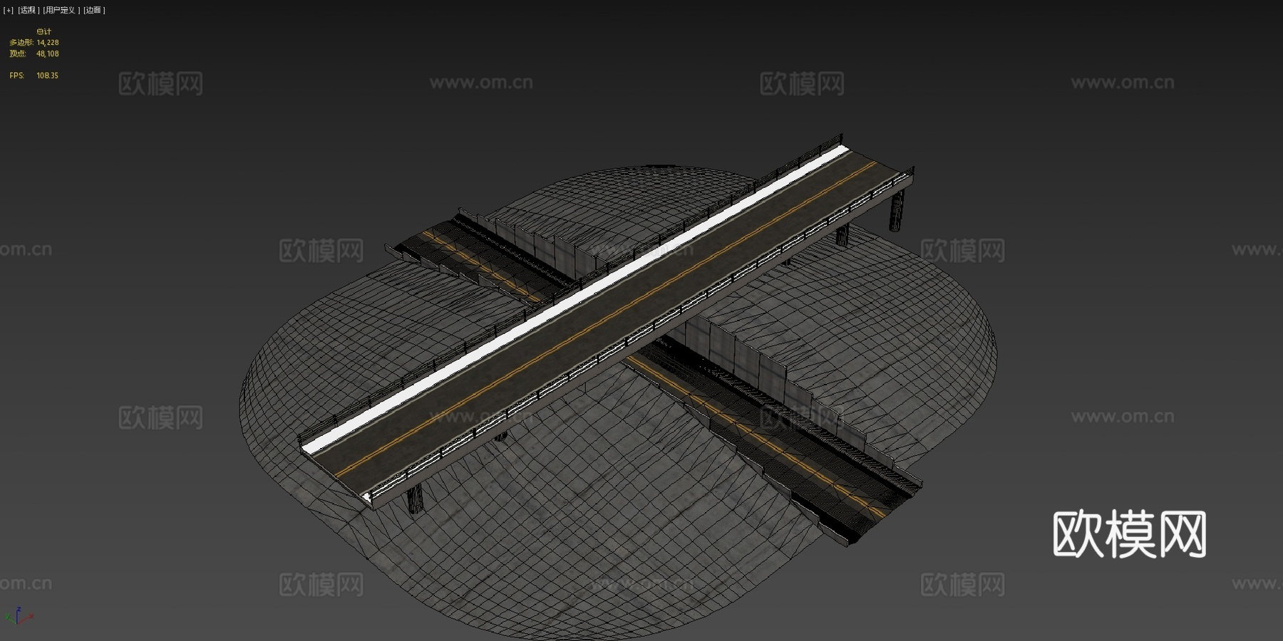 美国公路立交桥下穿桥su模型