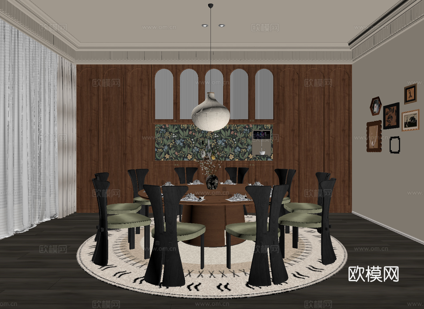 法式中古风餐厅su模型