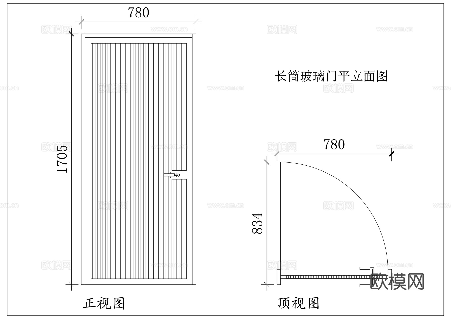 长条玻璃门 窄长玻璃门 竖款玻璃门 高长玻璃门 通顶玻璃门cad施工图