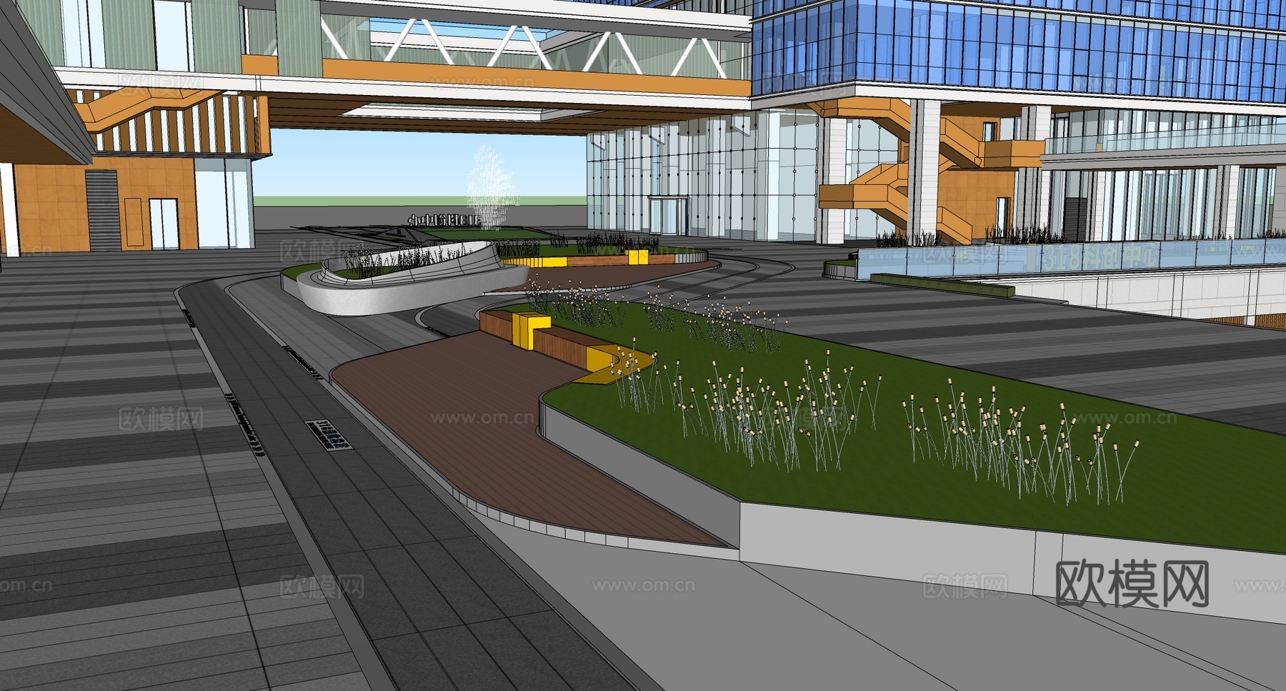 现代办公景观 户外休闲座椅su模型