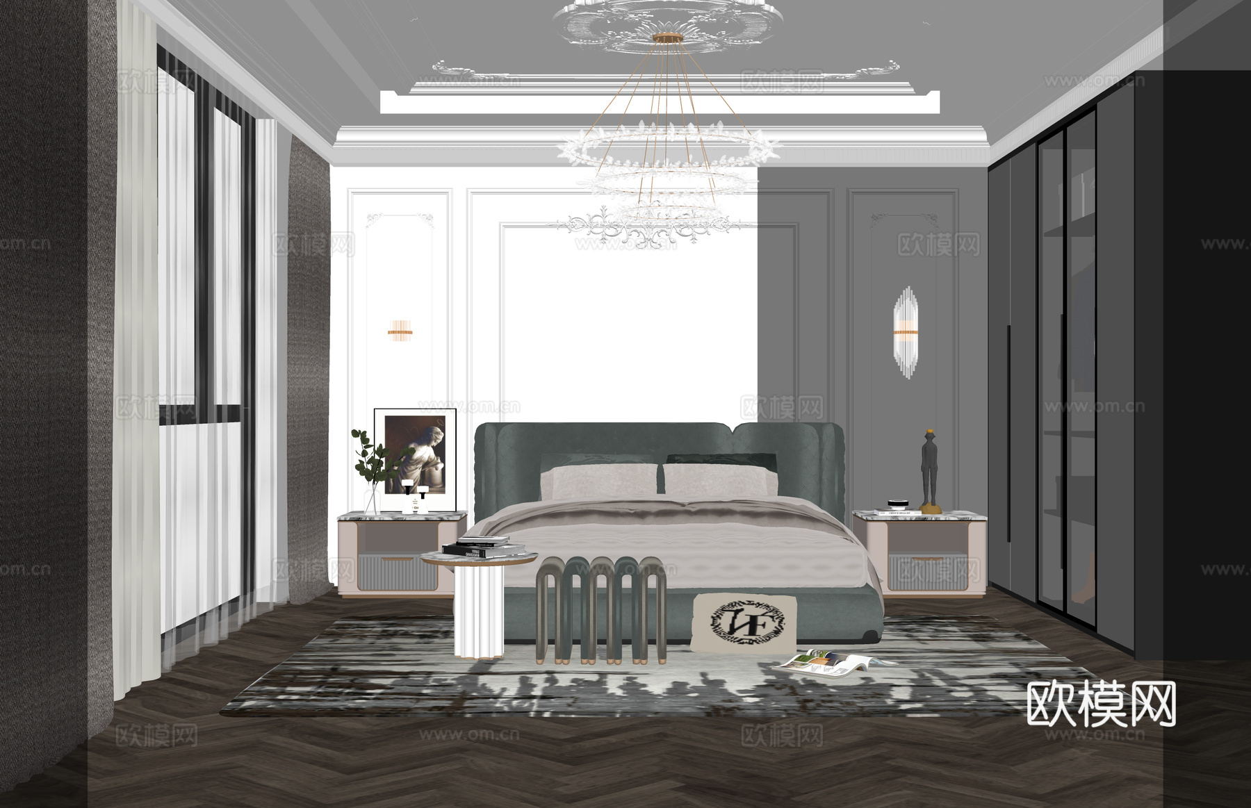 客餐厅 衣柜 书房 书桌su模型