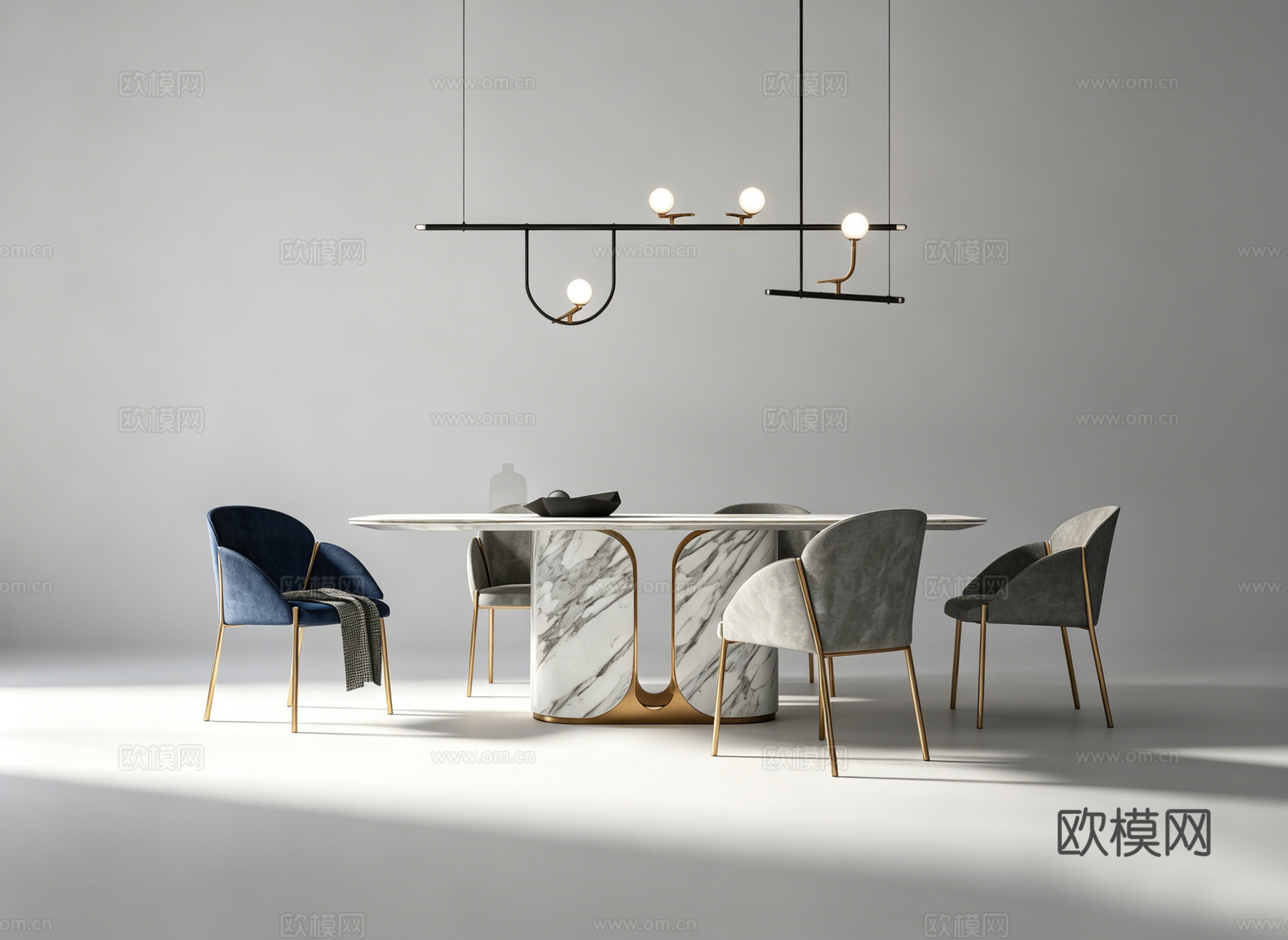 轻奢餐桌su模型