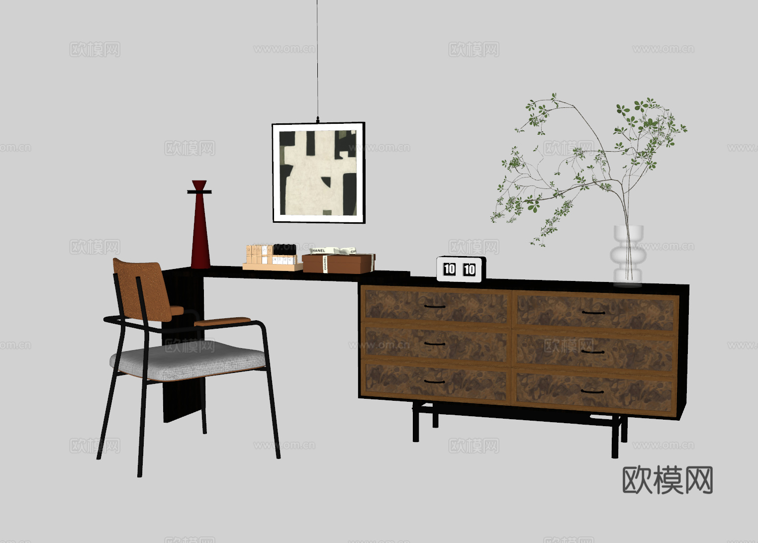 中古风梳妆台su模型