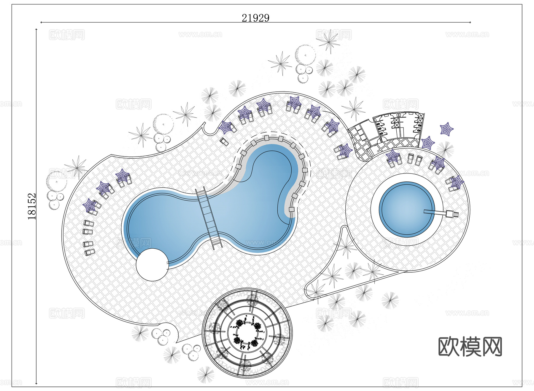 泳池度假村 水上度假村 泳池度假酒店 戏水度假村 泳池休闲度cad施工图