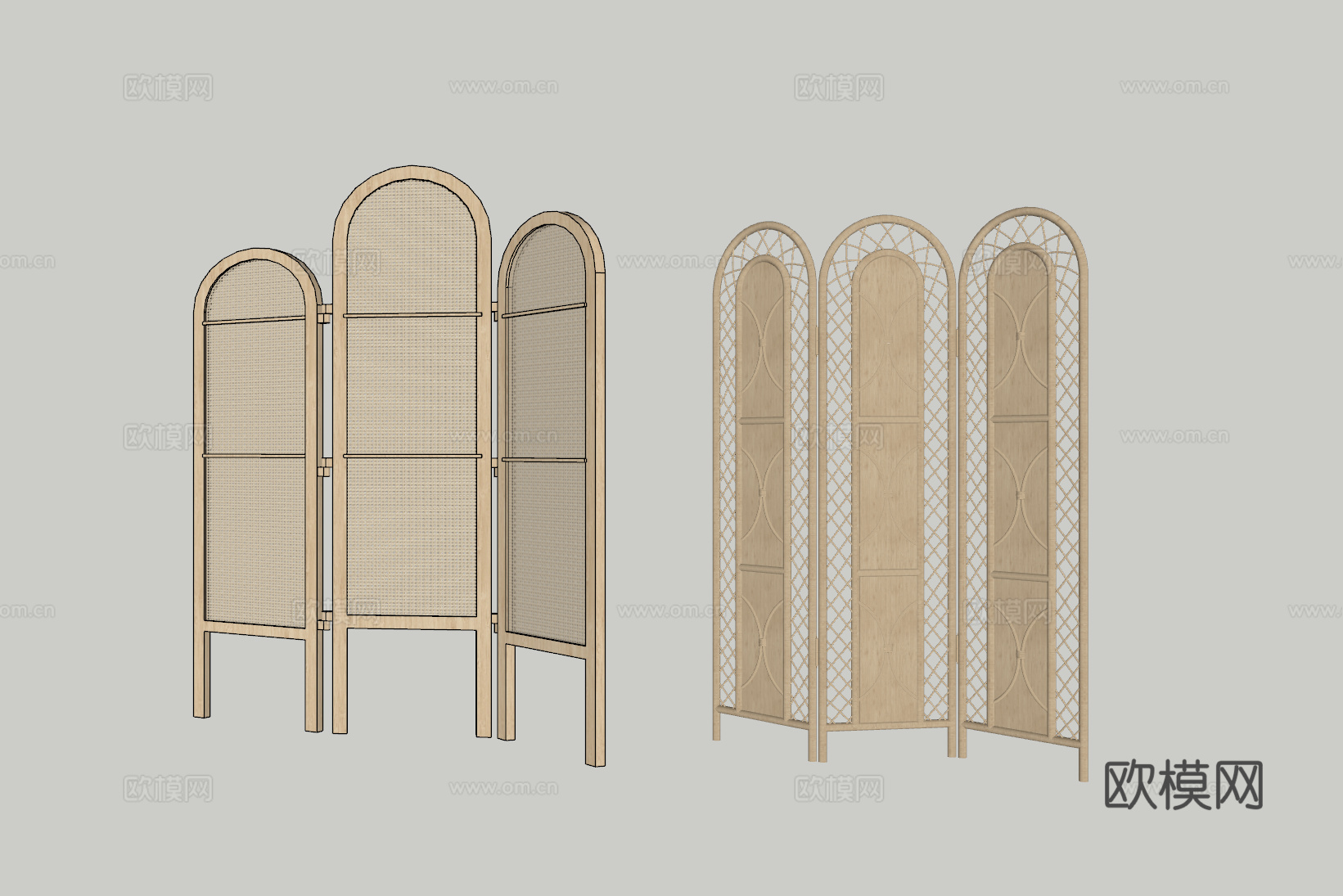 侘寂屏风隔断su模型
