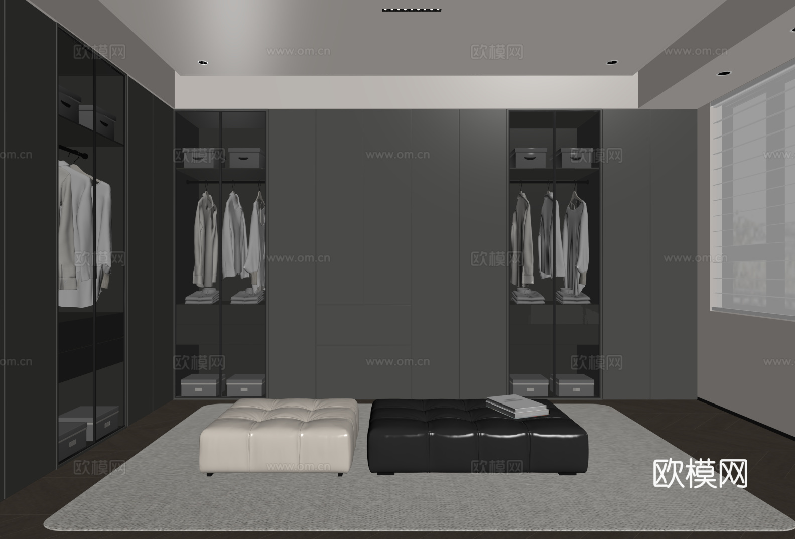 现代意式衣帽间su模型