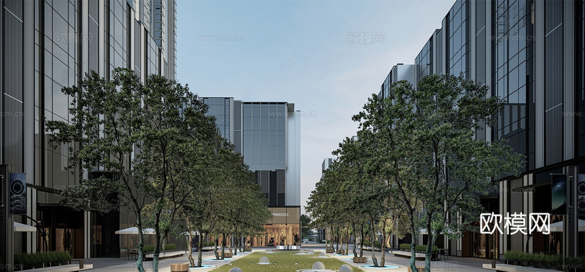 现代办公景观 办公楼写字楼su模型