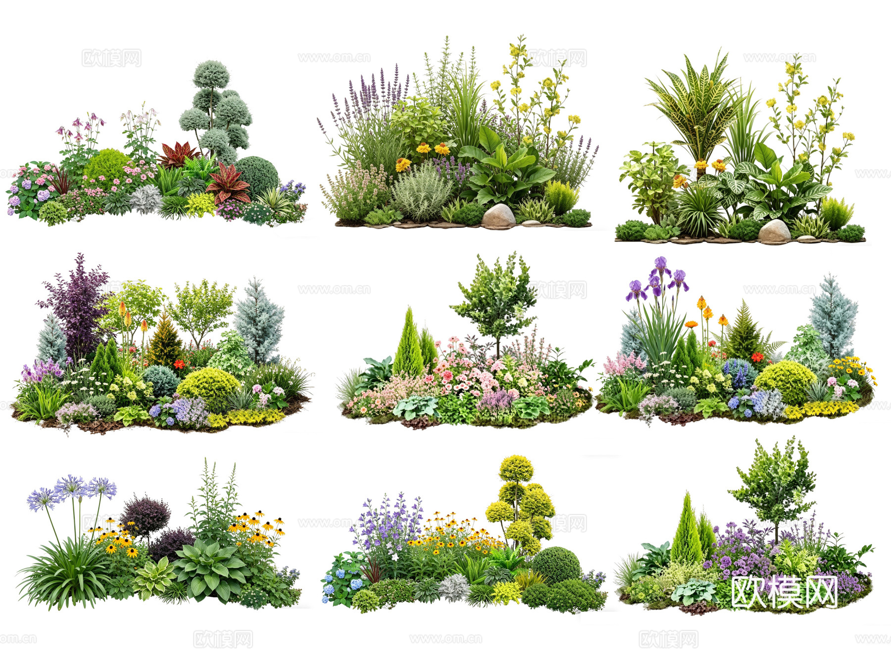 2D花境植物组团 花卉花镜 花草镜植物组合 花草花丛 地被su模型