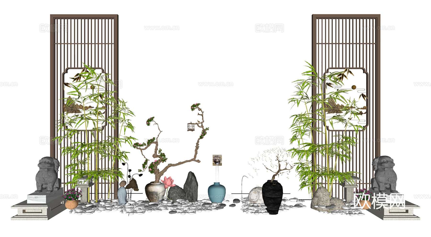 庭院景观竹类绿植su模型