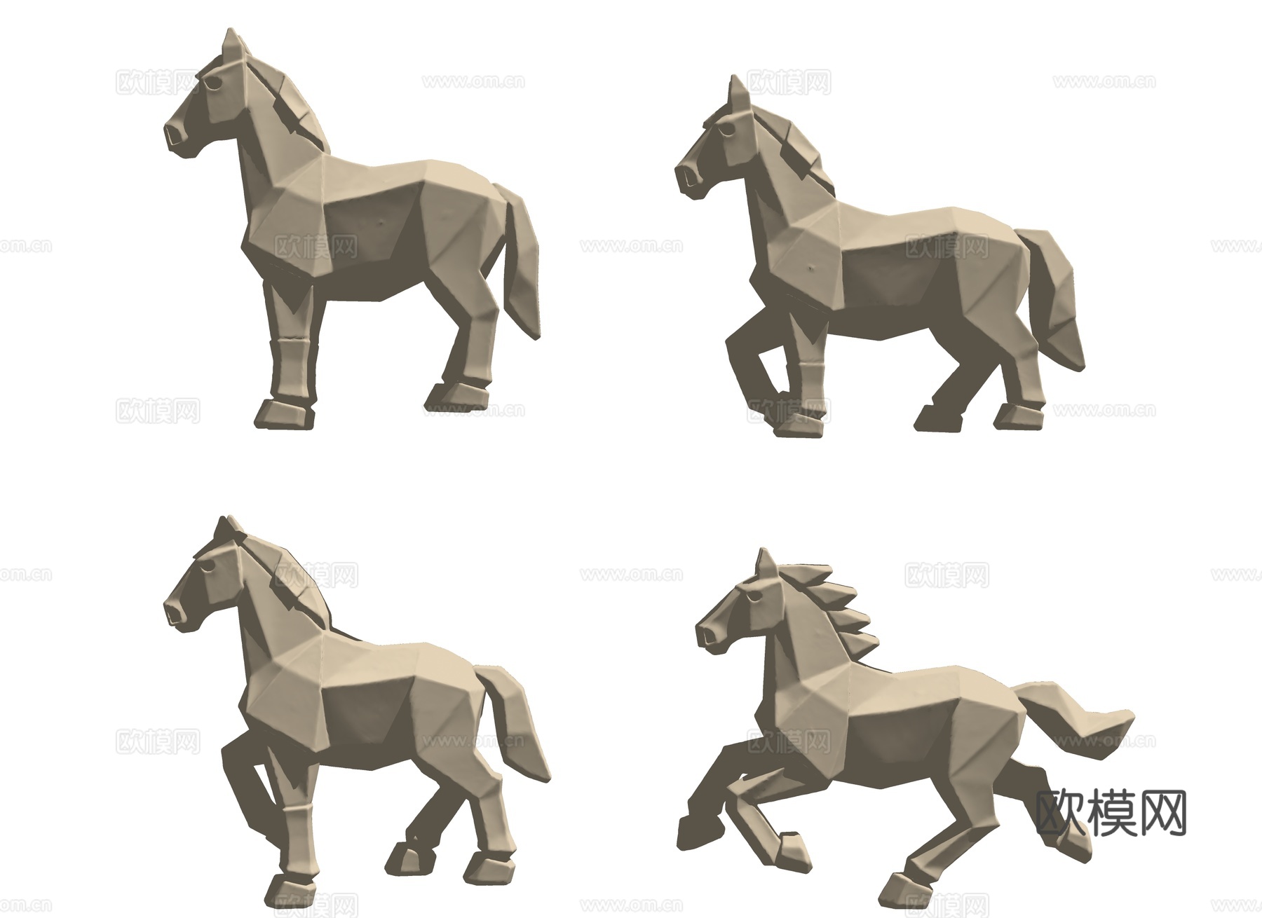 马雕塑 景观雕塑 低多边形雕塑 雕塑摆件 公园雕塑 景观雕塑su模型