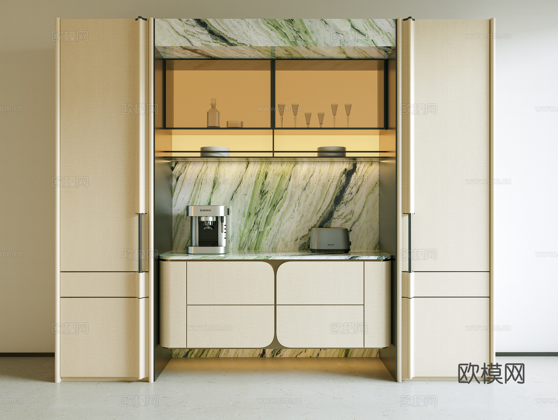 轻奢餐边柜 酒柜餐边柜 备餐柜餐边柜su模型