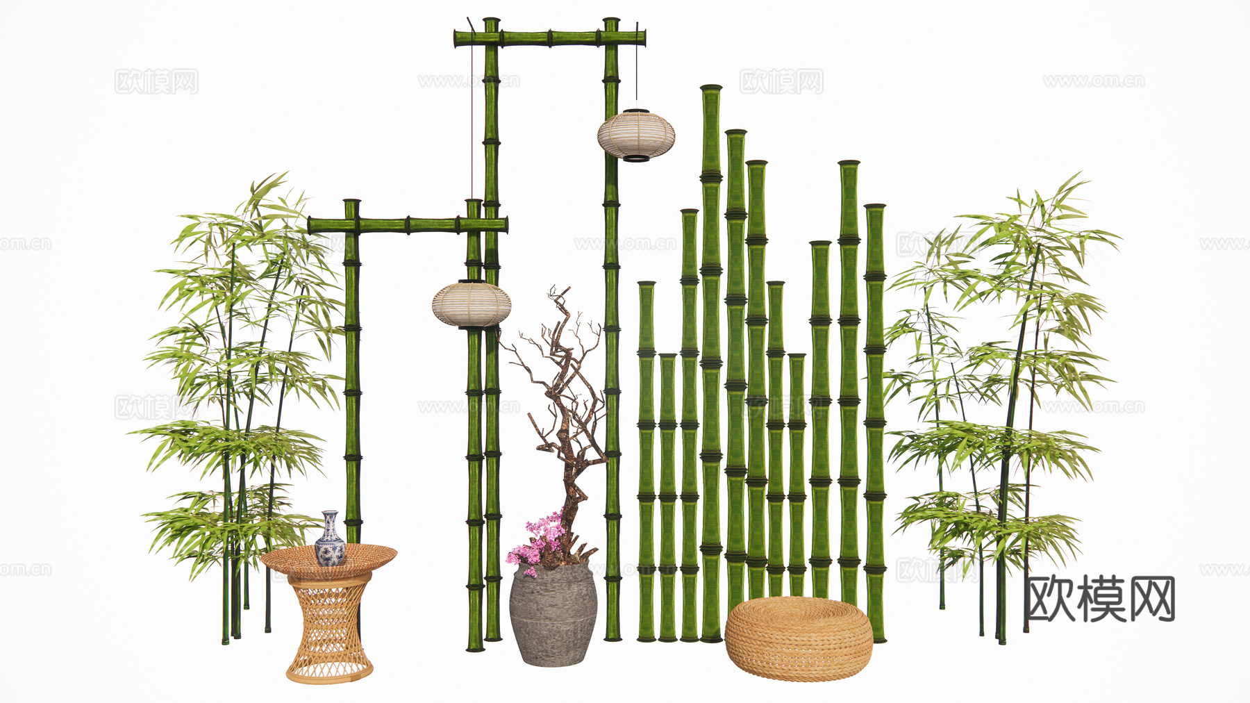 庭院景观竹类绿植su模型