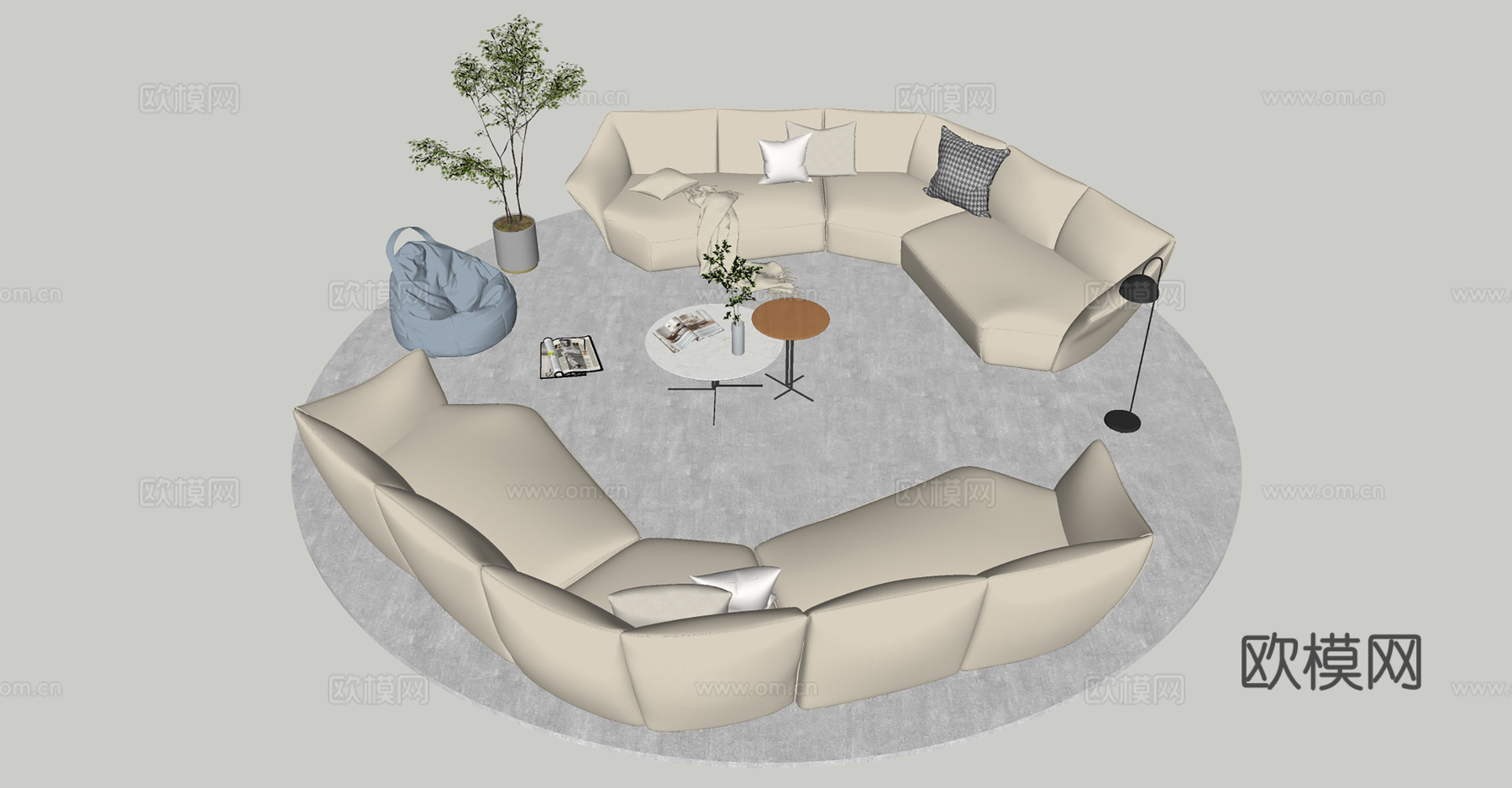 室内客厅展区家具su模型