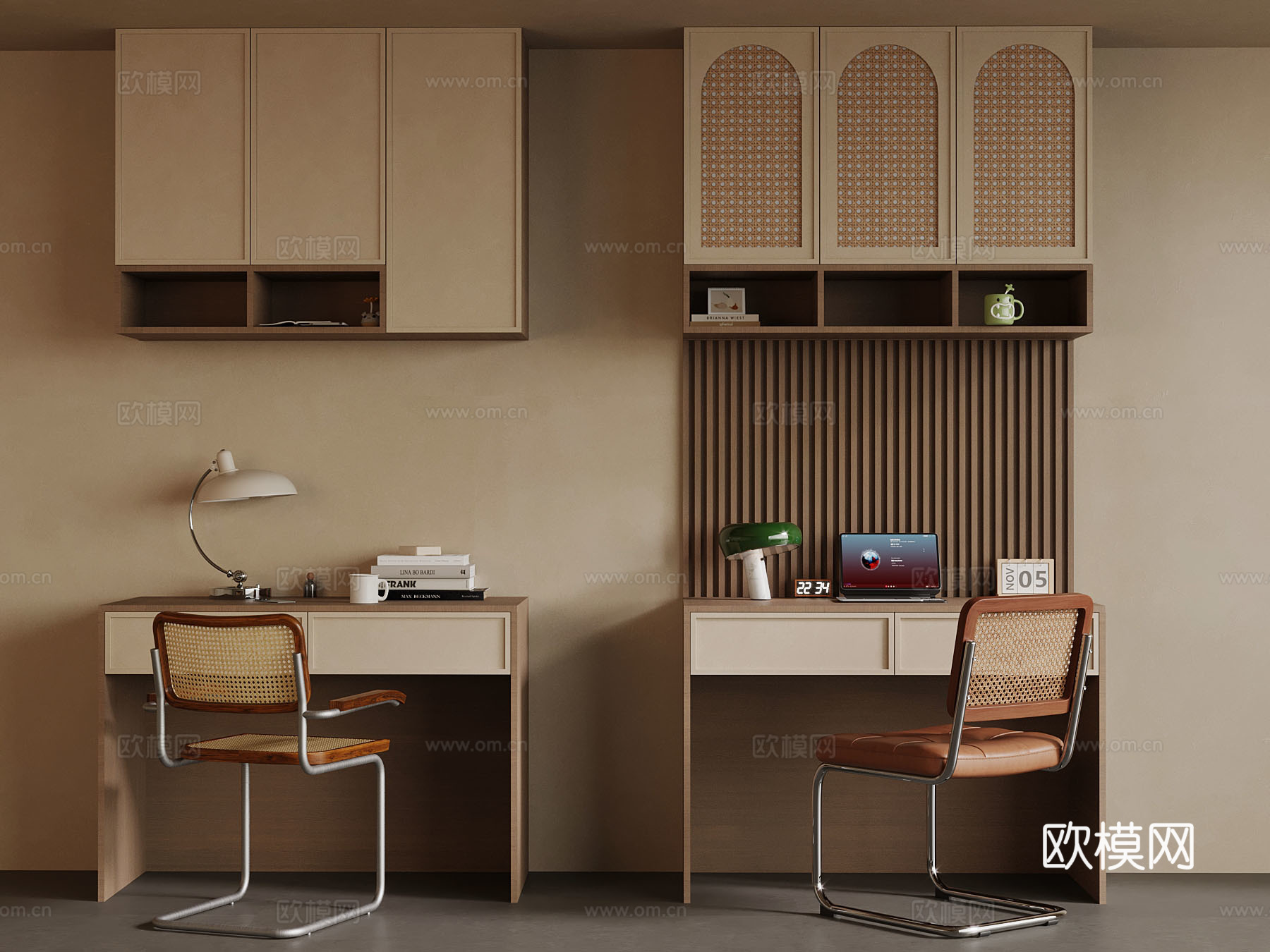 中古风书桌椅 侘寂风书桌椅su模型