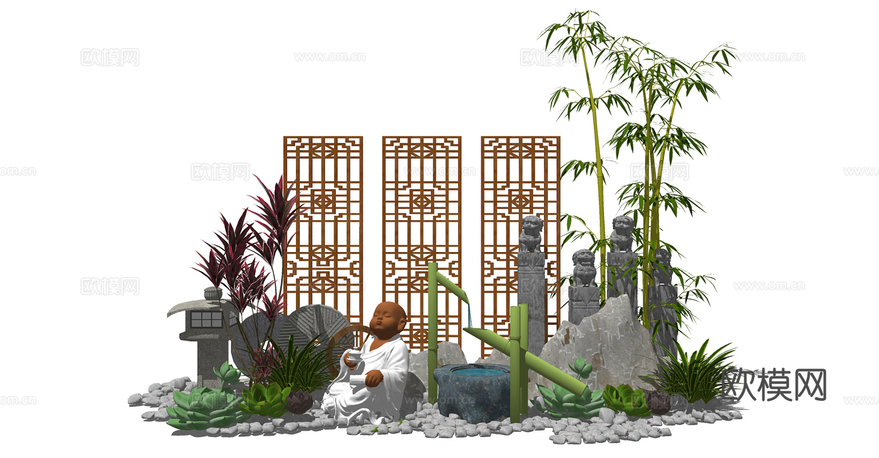 庭院景观竹类绿植su模型