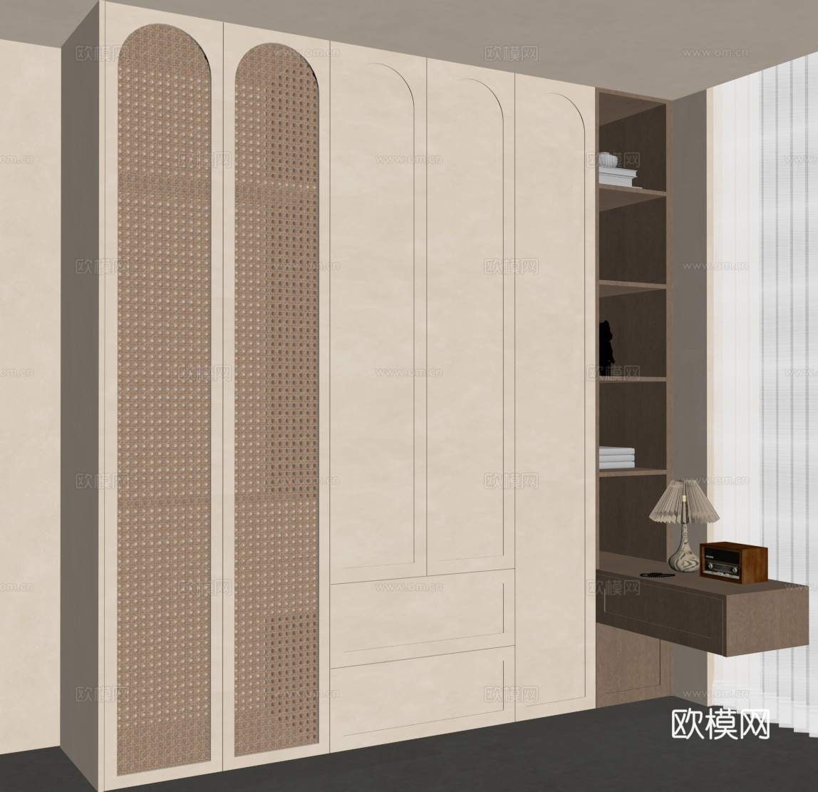 中古风衣柜 侘寂风衣柜su模型