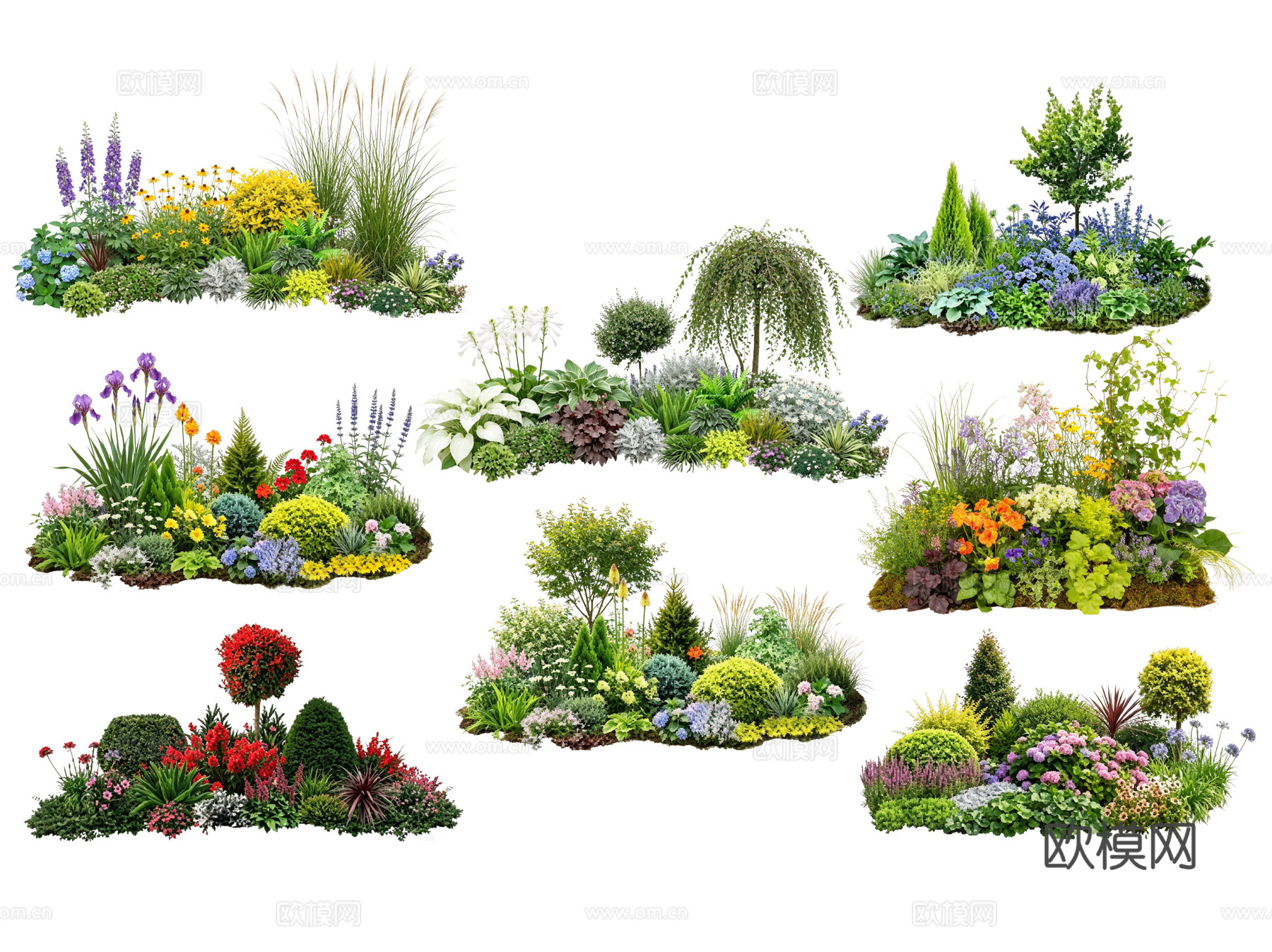 2D花境植物组团 花卉花镜 花草镜植物组合 花草花丛 地被su模型