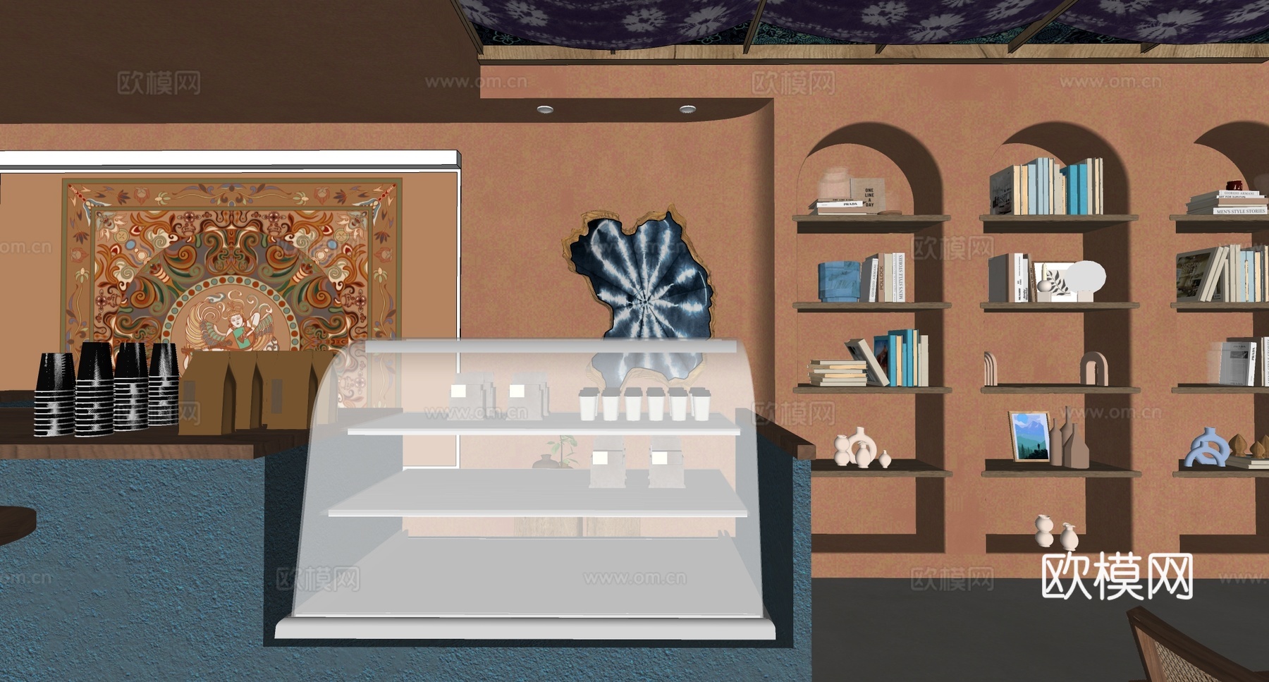 现代咖啡厅 特色餐饮 咖啡甜品 餐桌椅组合su模型