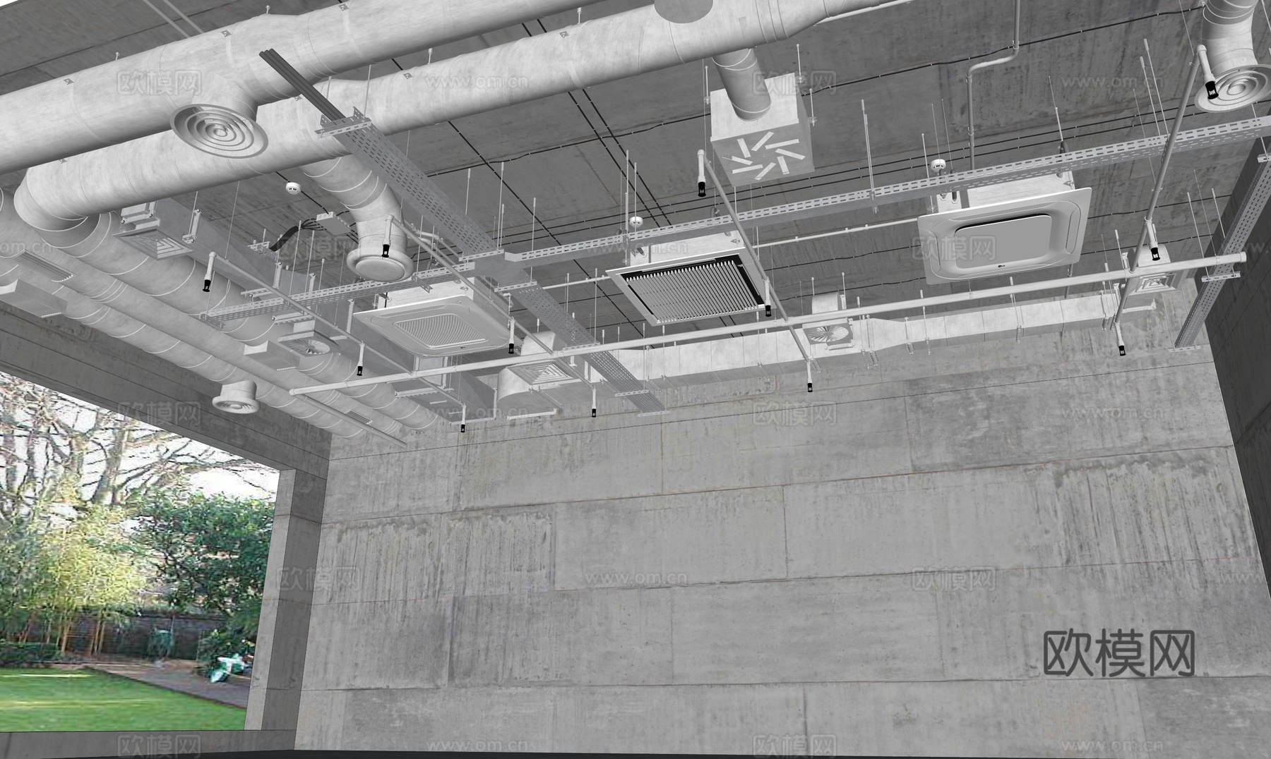 工业风空调管道   消防管道su模型