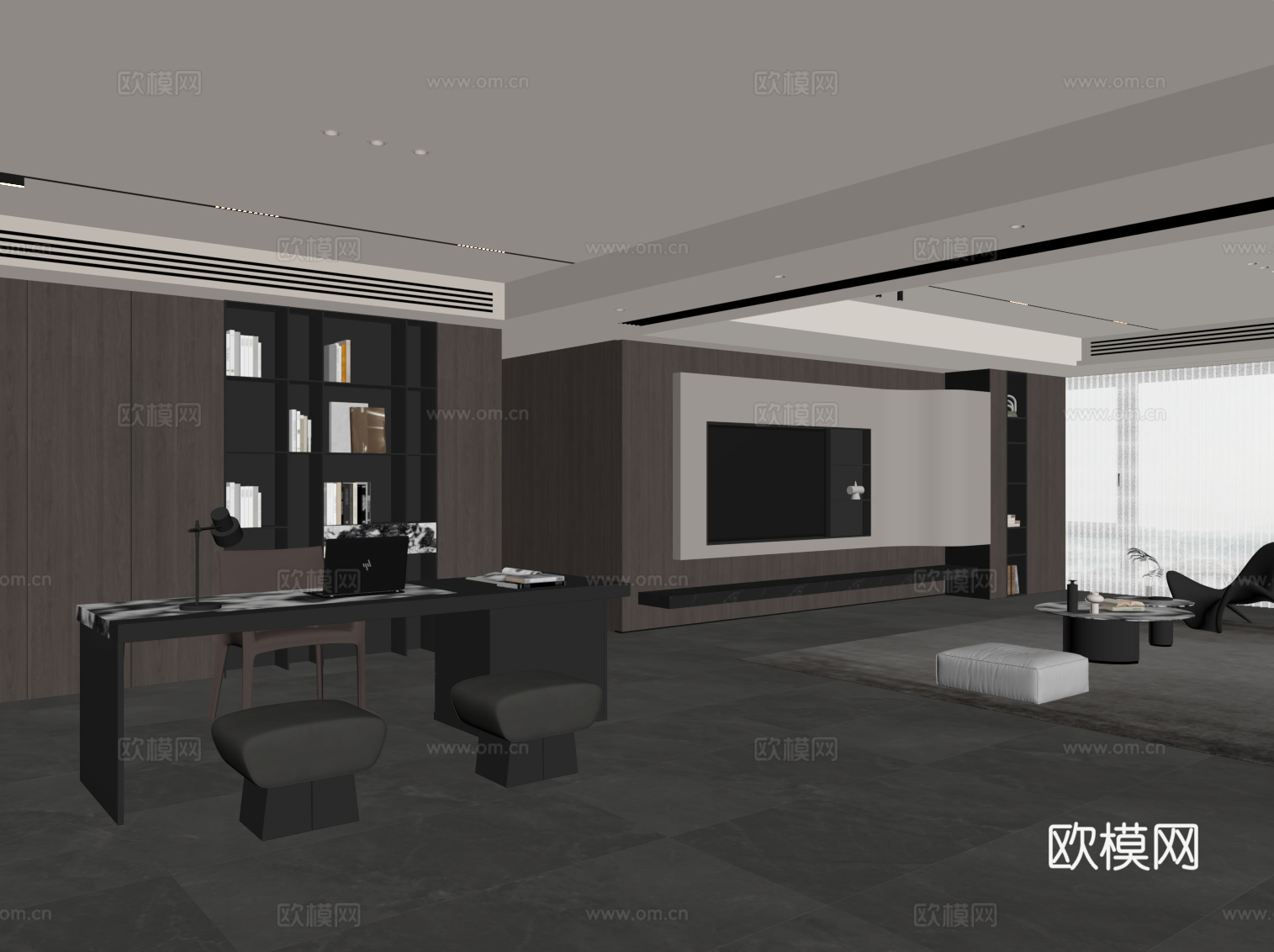 现代客厅 沙发茶几组合su模型