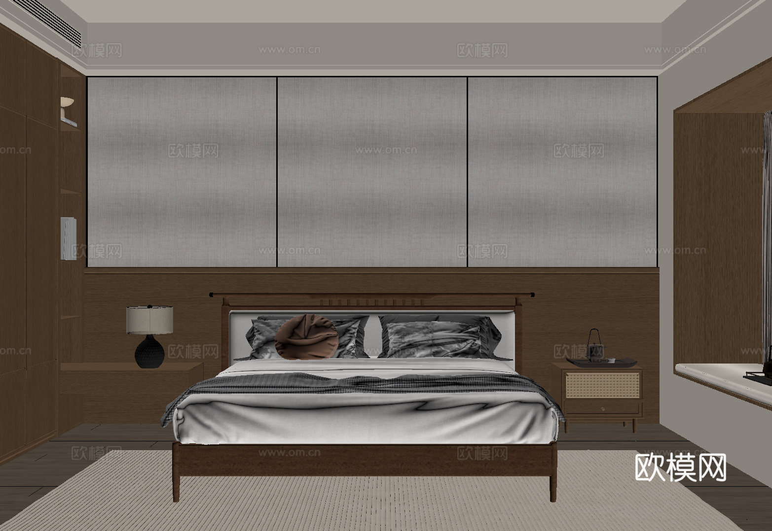 新中式卧室 宋氏风卧室su模型