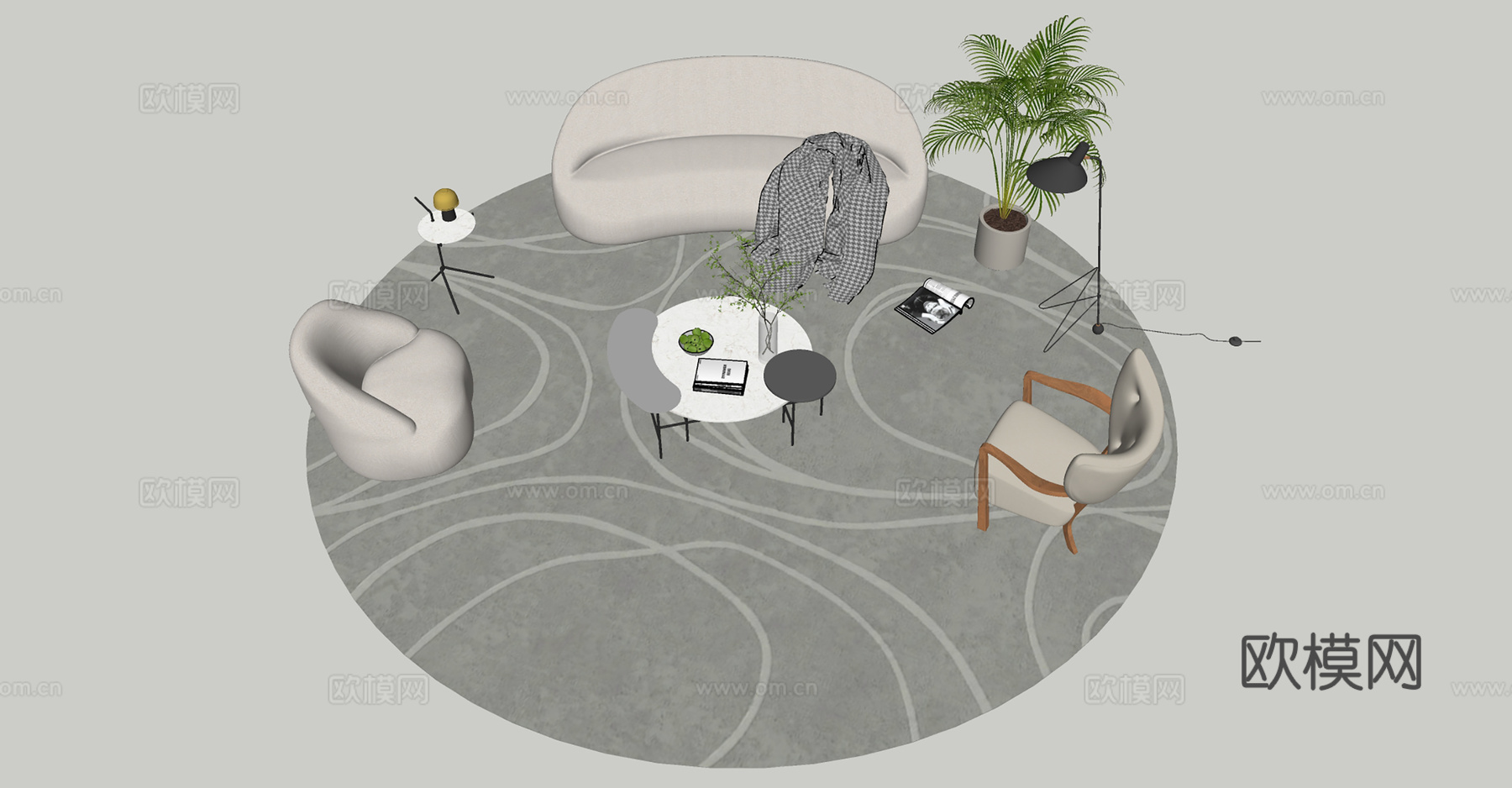 室内客厅展区家具su模型