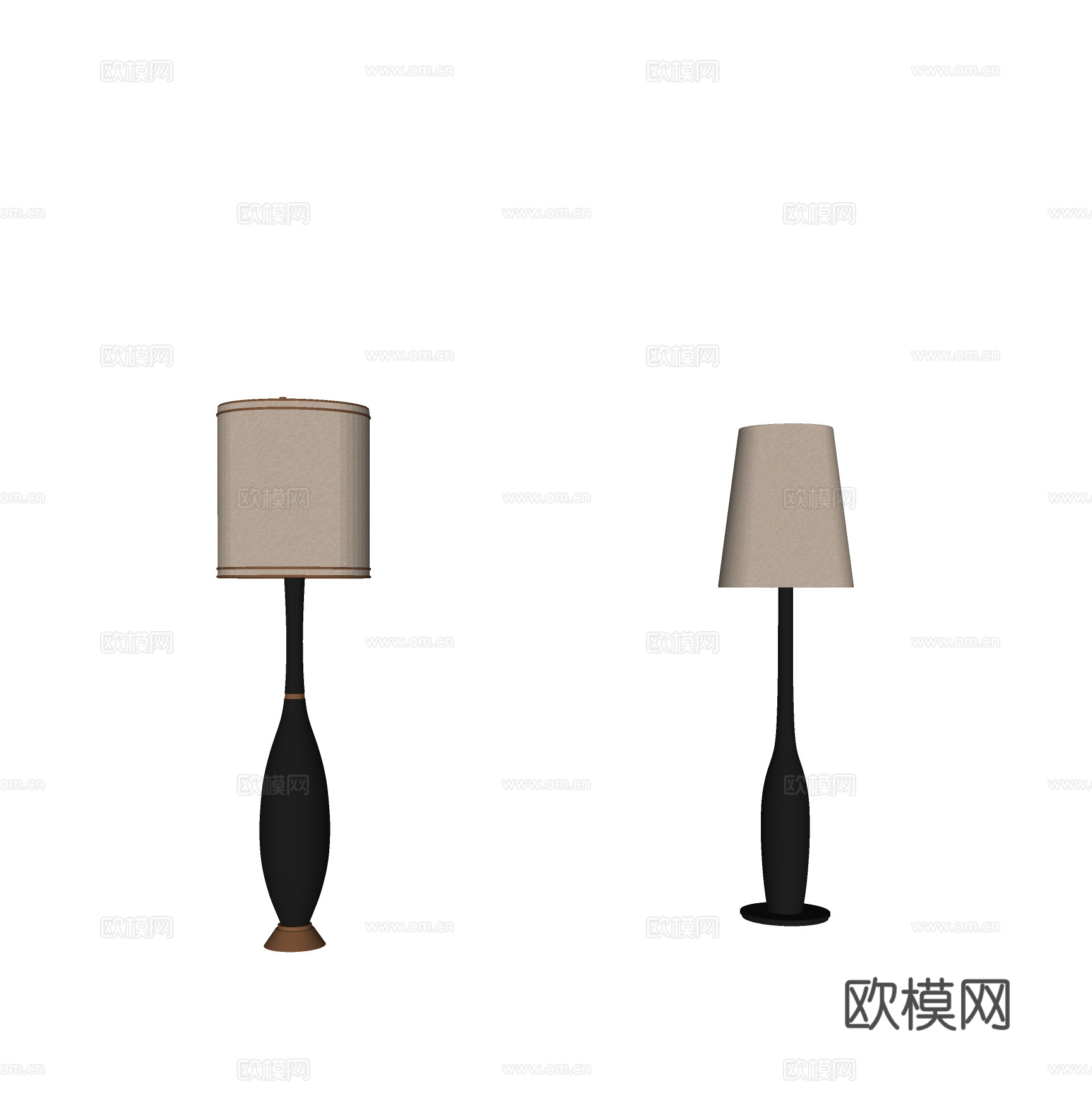 现代复古落地灯 客厅落地灯 轻奢落地灯 书房落地灯su模型