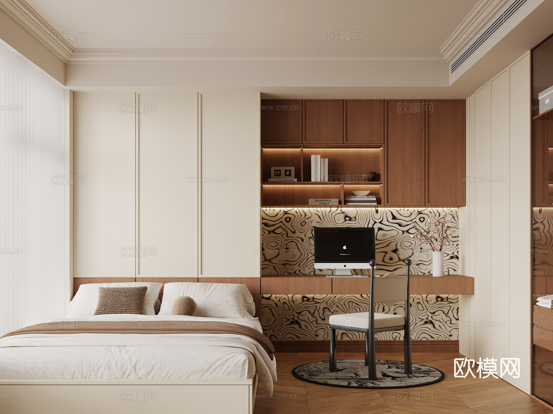 中古榻榻米卧室榻榻米卧室su模型