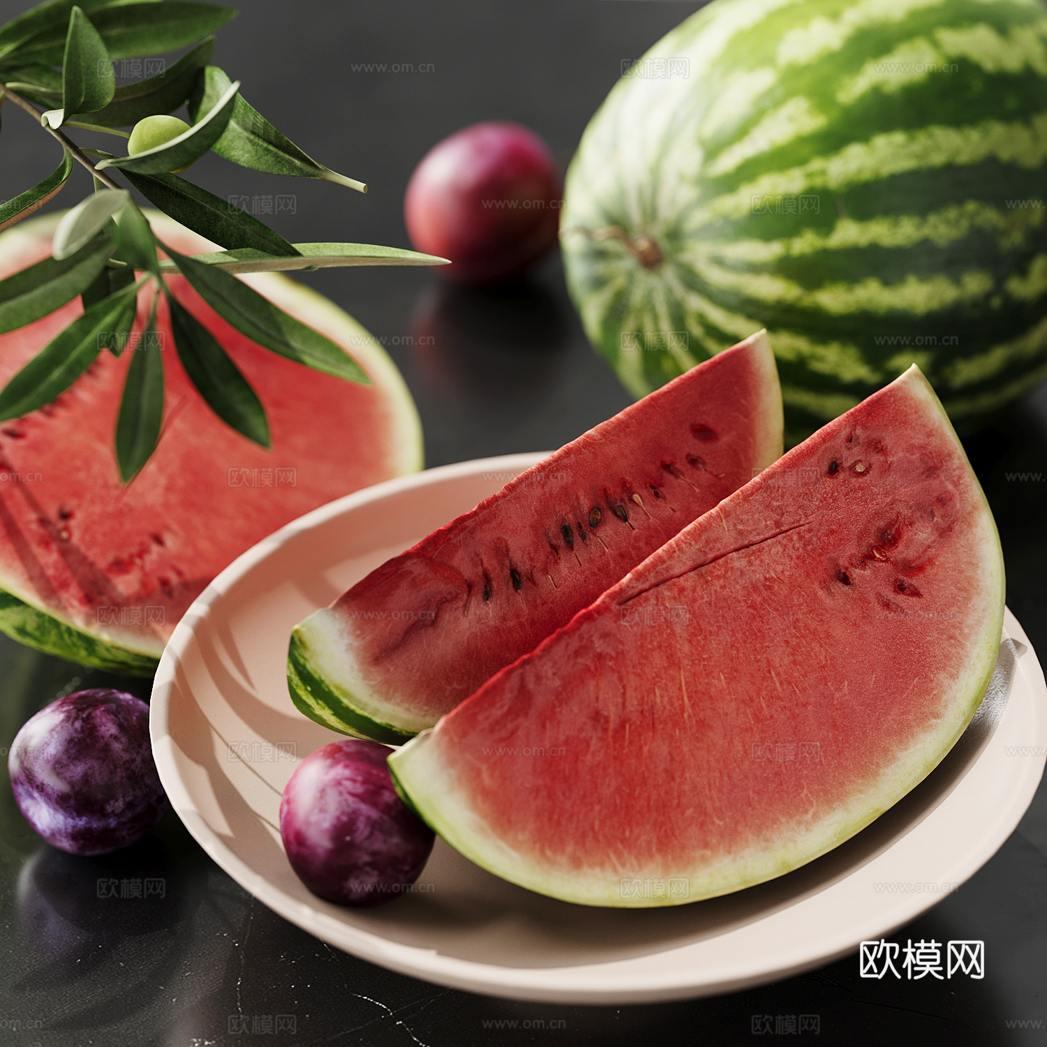 现代水果西瓜su模型